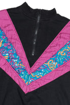Vintage Nylon Windbreaker Applique Quarter Zip Sweatshirt (1980s)