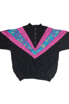 Vintage Nylon Windbreaker Applique Quarter Zip Sweatshirt (1980s)