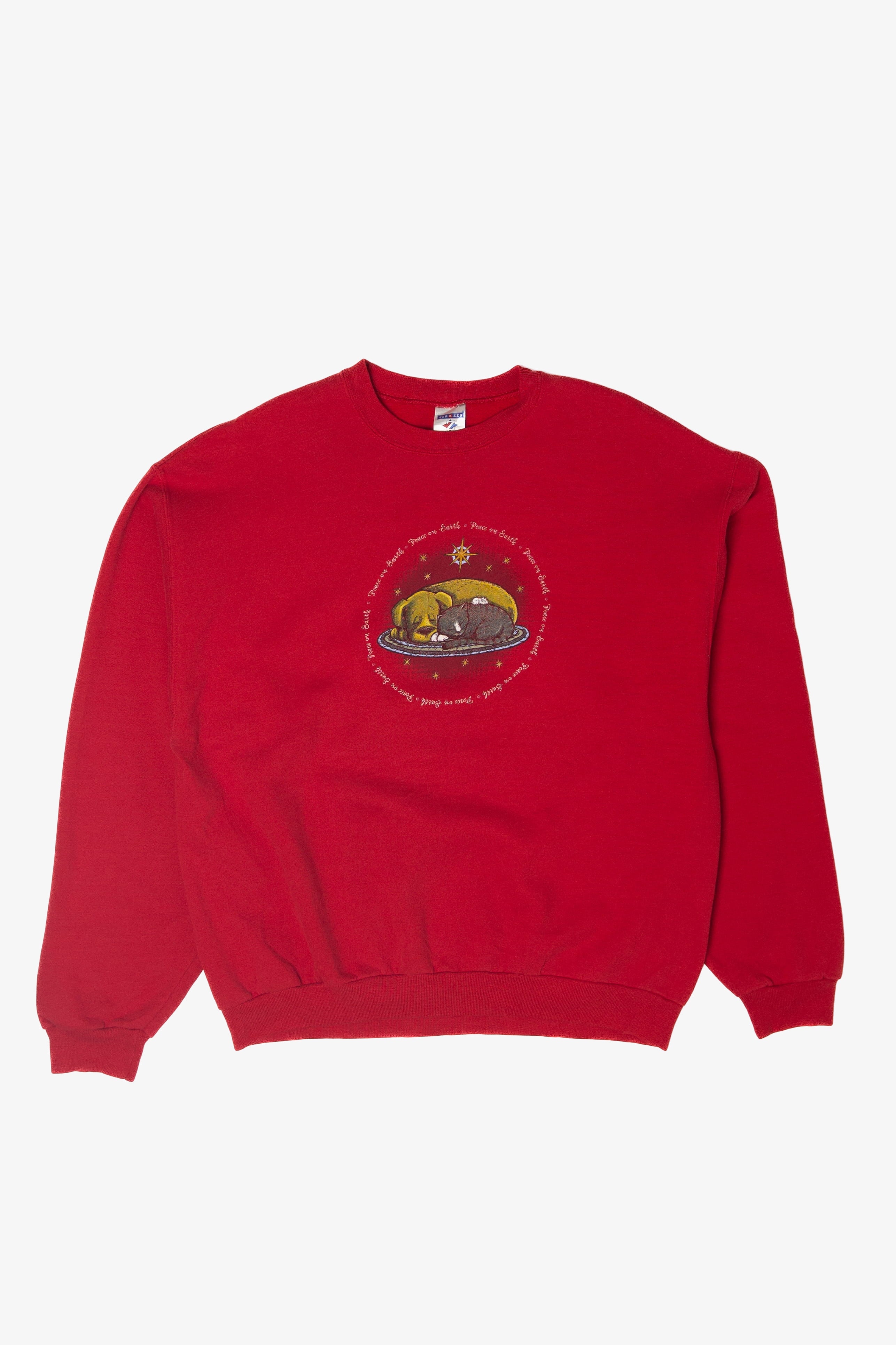 Vintage 'Peace On Earth" Puppy And Kitty Sweatshirt (2000s)
