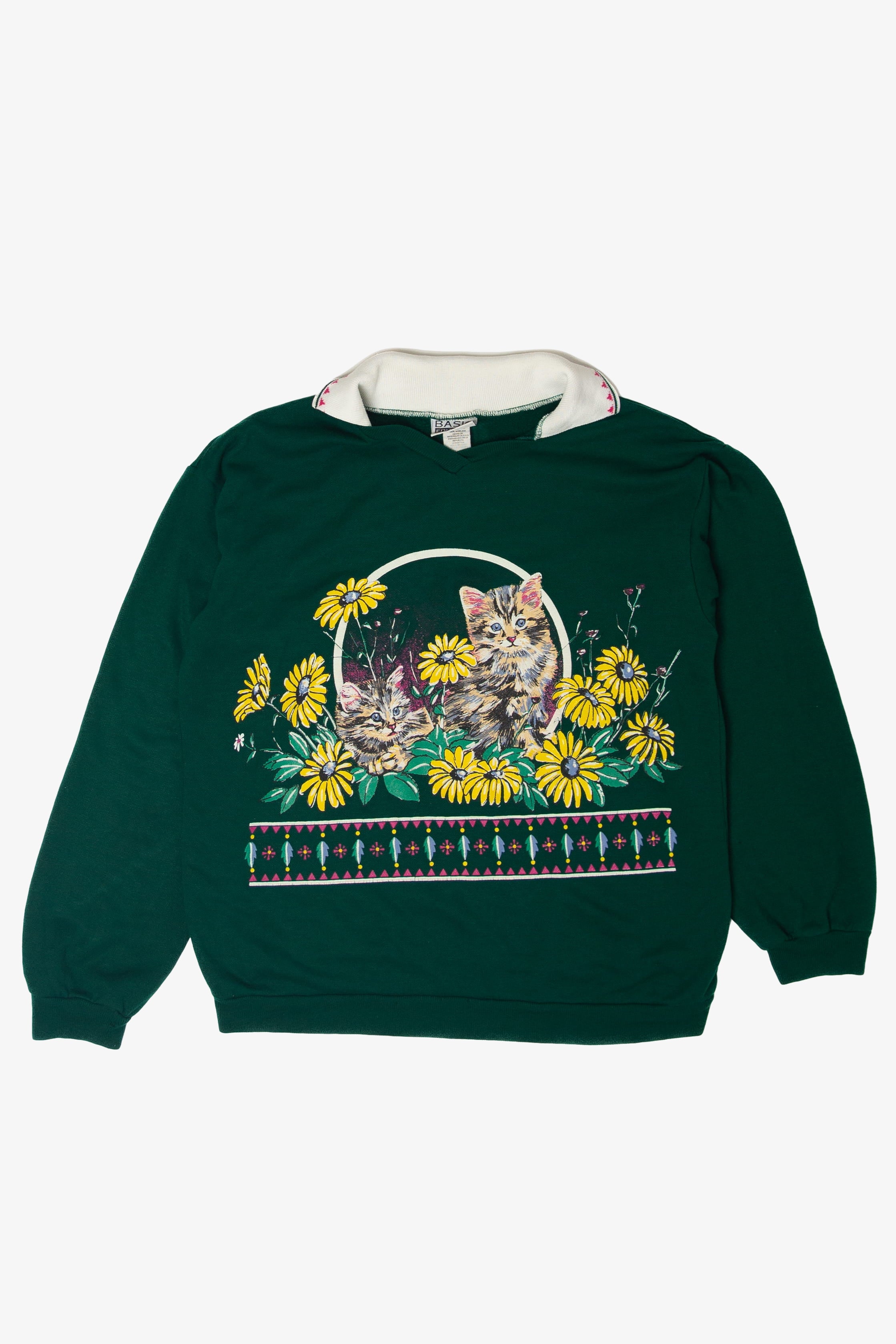 Vintage Kittens And Sunflowers Sweatshirt (2000s)
