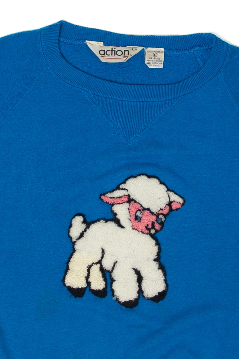 Vintage Embroidered Lamb Sweatshirt (1980s)