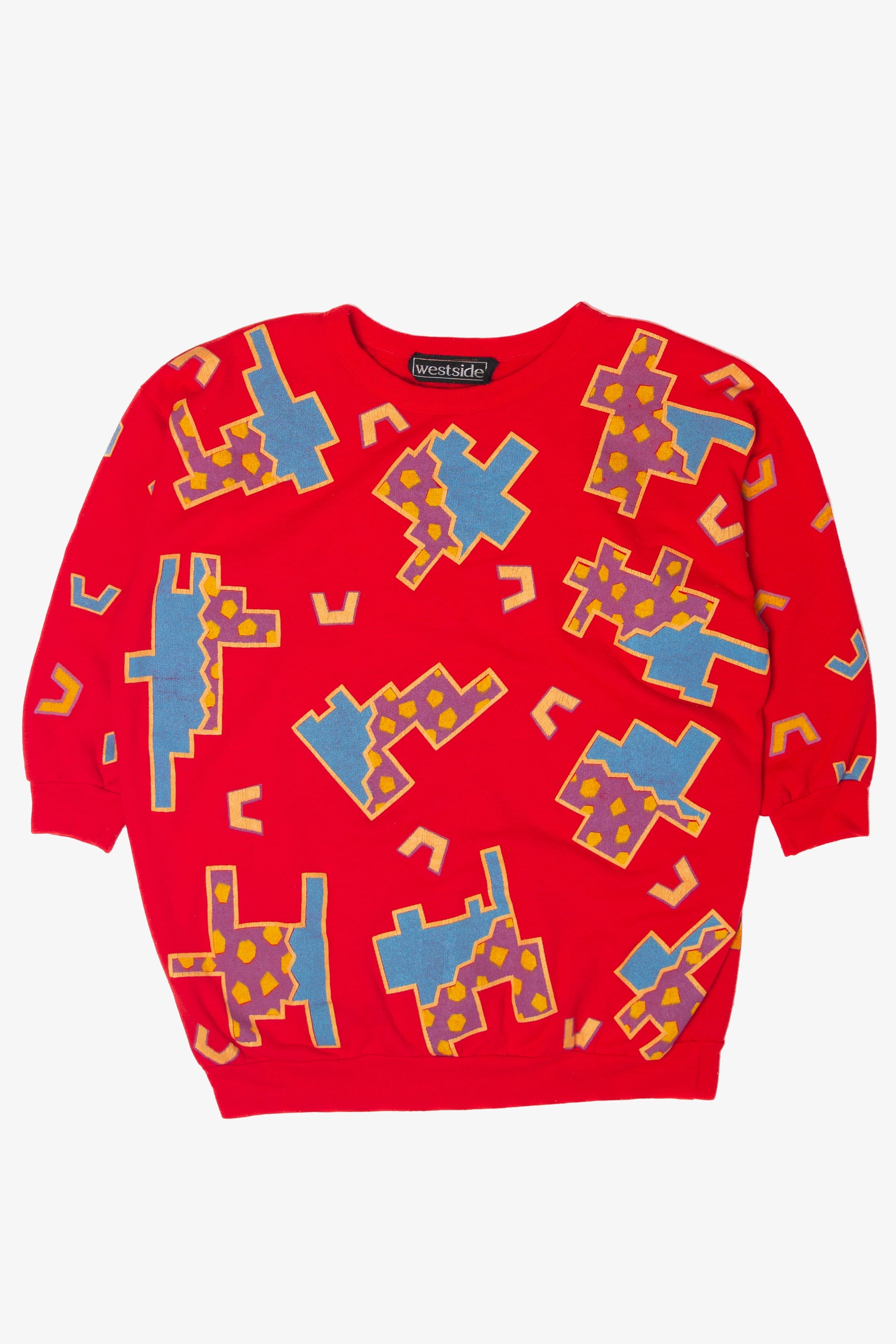Vintage Geometric 3/4 Sleeve Sweatshirt (1980s)