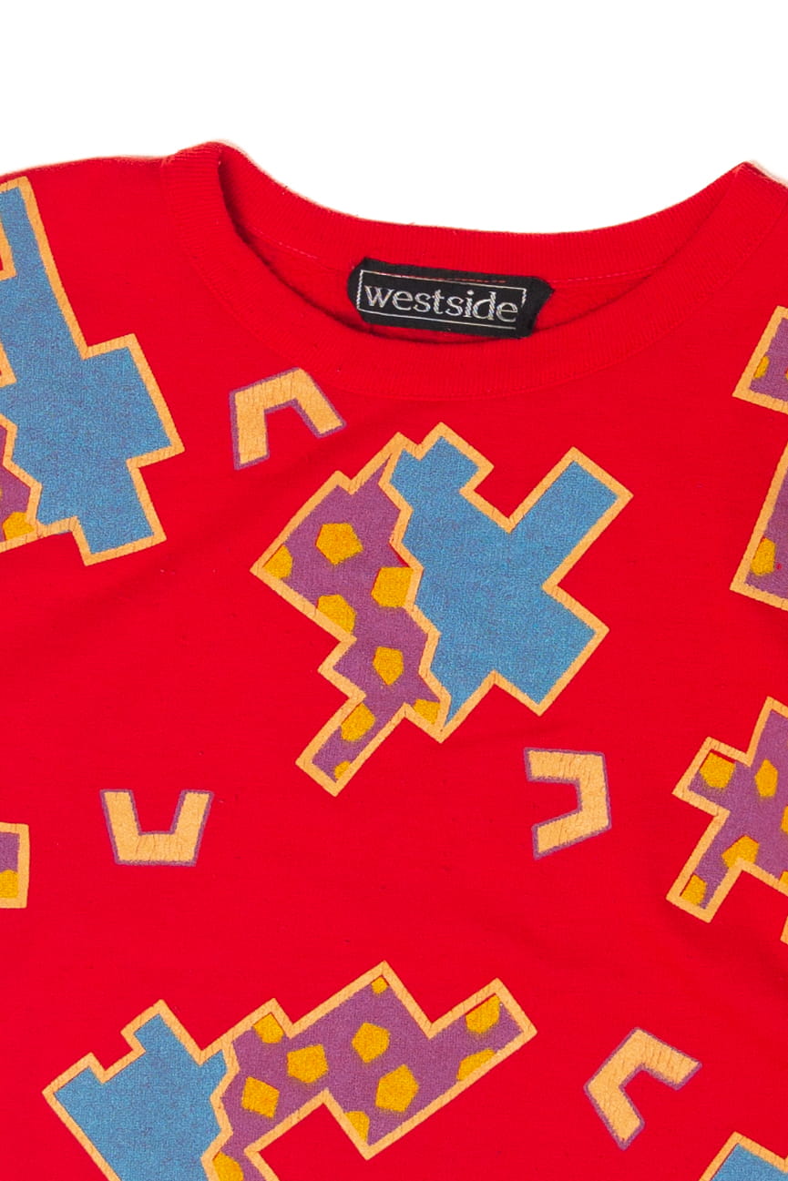 Vintage Geometric 3/4 Sleeve Sweatshirt (1980s)