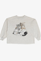 Vintage Hugging Kittens Raw Hem Sweatshirt (1990s)