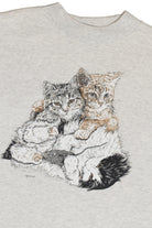 Vintage Hugging Kittens Raw Hem Sweatshirt (1990s)
