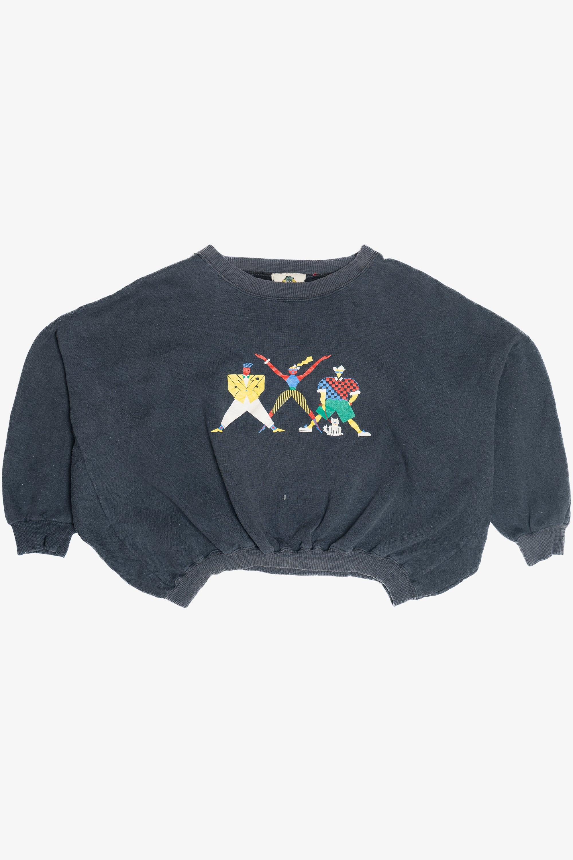 Vintage Oversized Cropped 80's Crew Sweatshirt (1990s)