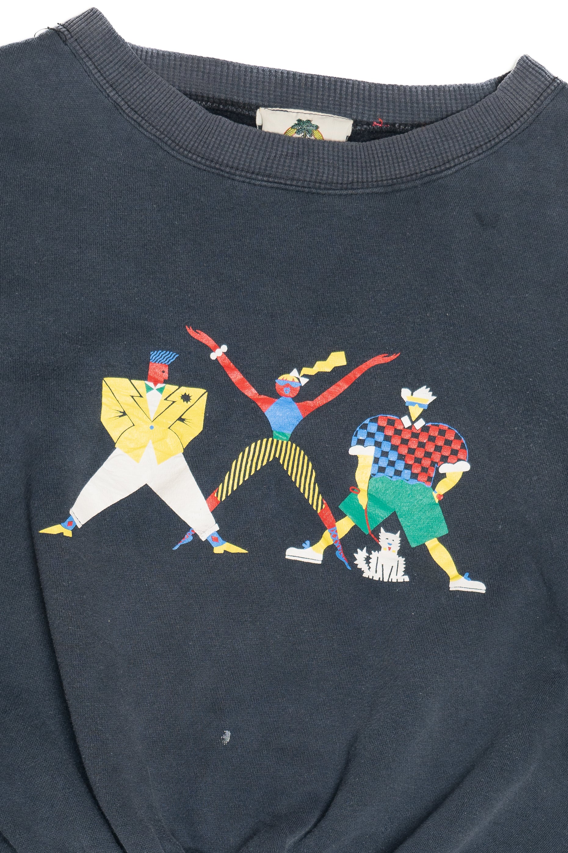 Vintage Oversized Cropped 80's Crew Sweatshirt (1990s)