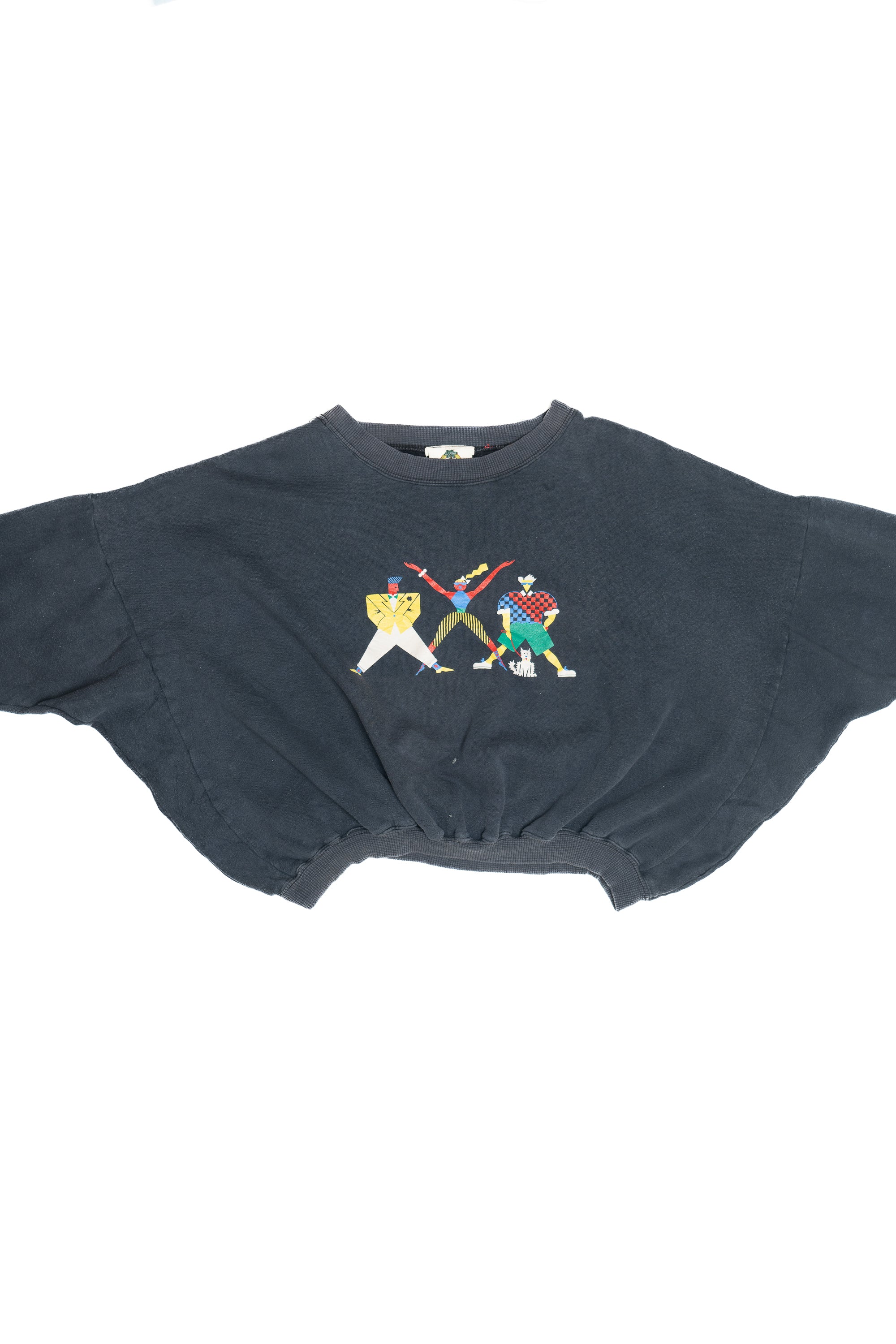 Vintage Oversized Cropped 80's Crew Sweatshirt (1990s)