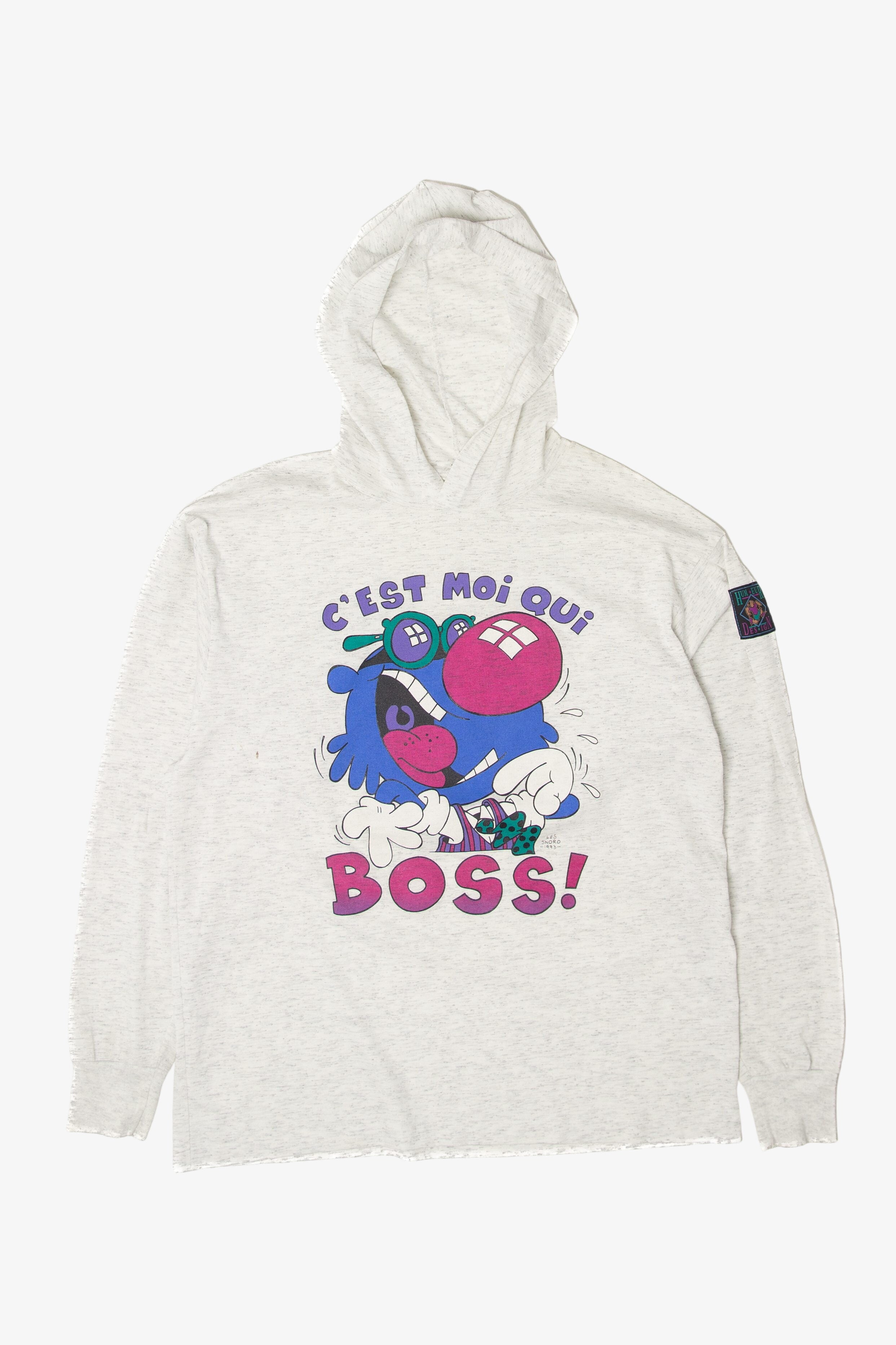 Vintage "C'est Moi Qui Boss!" Hooded Sweatshirt (1990s)