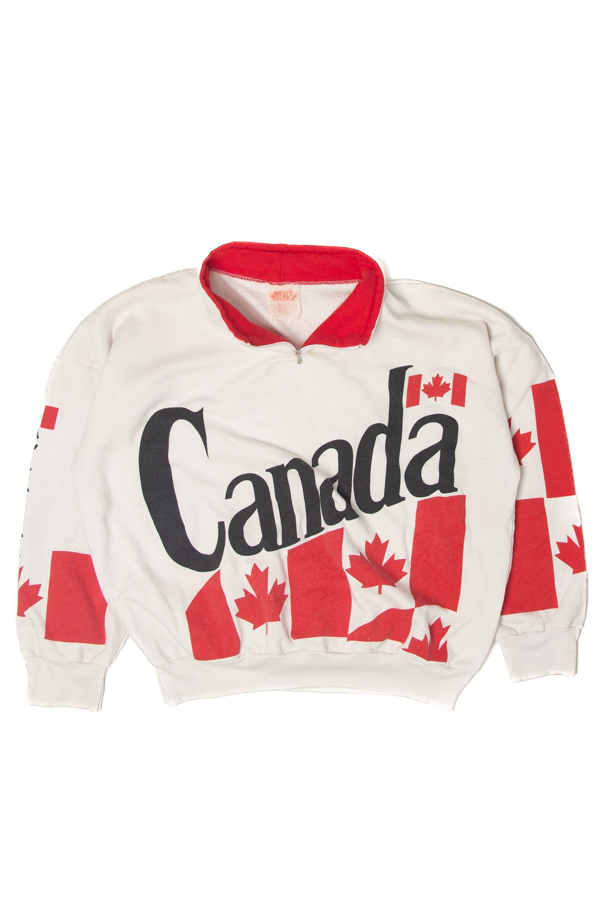 Canadian Sweater ZIP RED×White knitカウチン