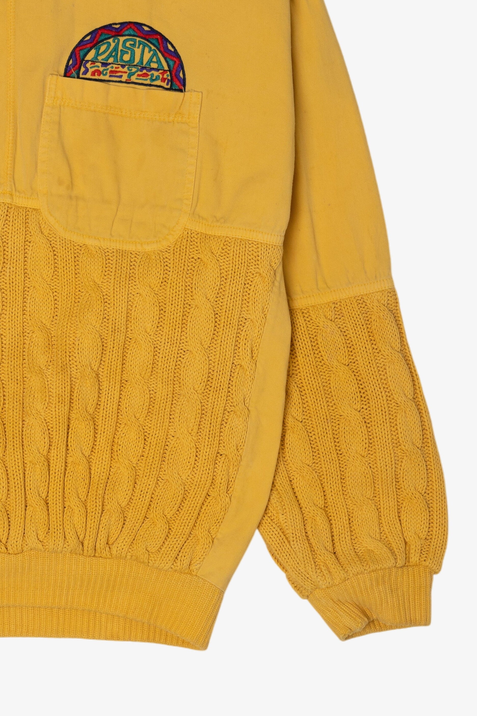 Vintage Yellow Cable Knit Pasta Sweatshirt (1990s)
