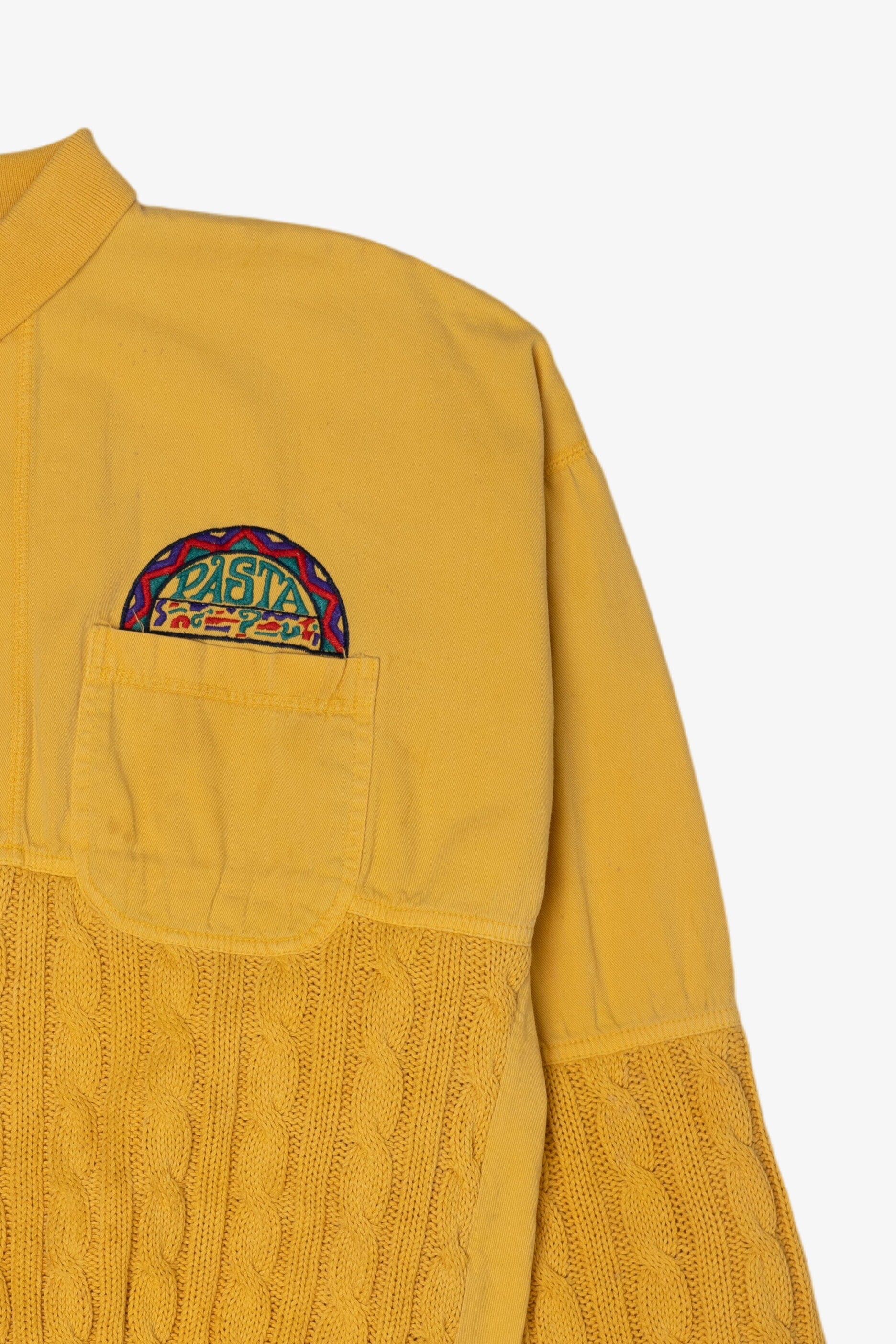 Vintage Yellow Cable Knit Pasta Sweatshirt (1990s)
