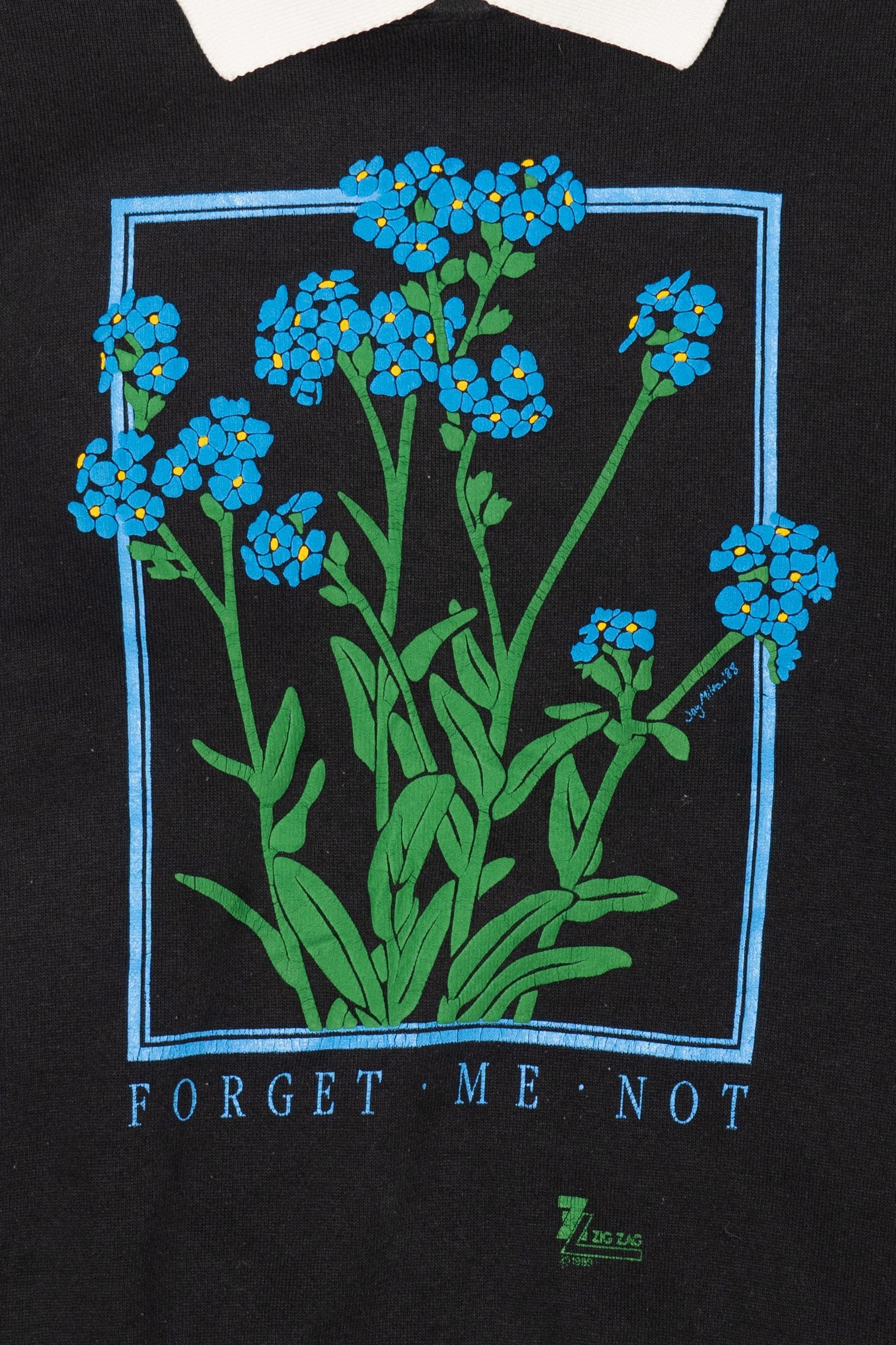 Vintage "Forget Me Not" Flowers Collared Sweatshirt (1980s)