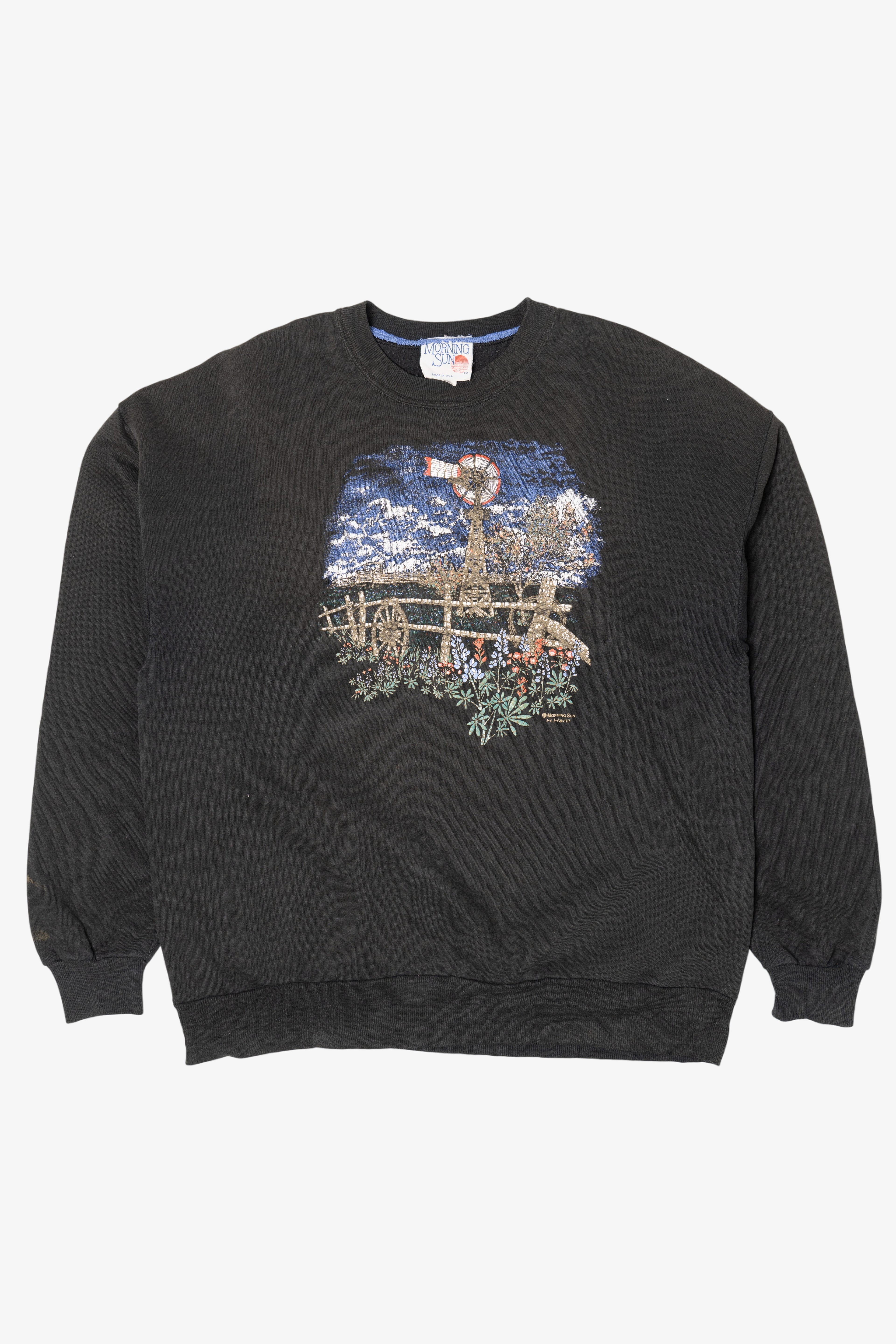 Vintage Windmill Over Field Morning Sun Sweatshirt (1990s)