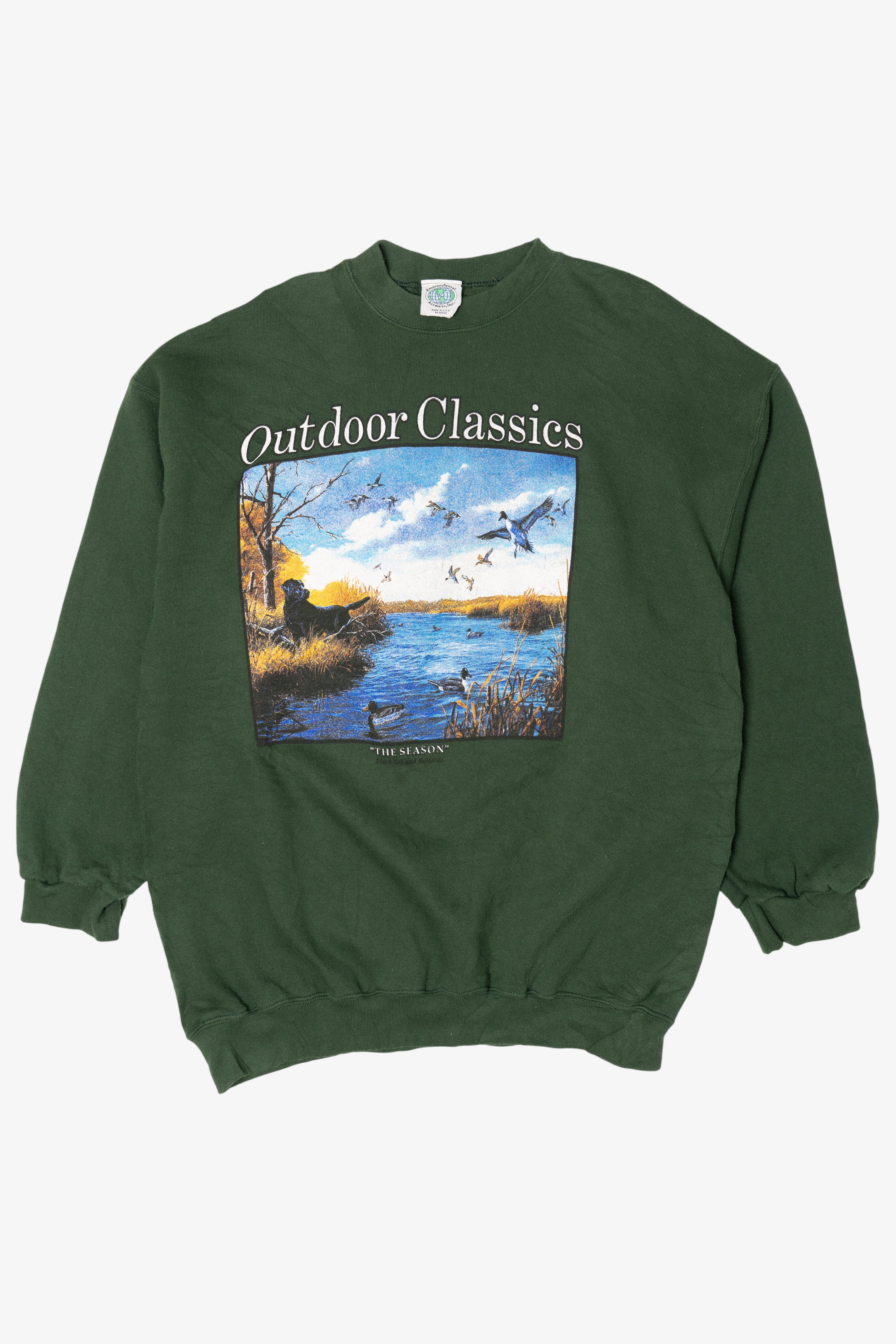 Vintage "Outdoor Classics" Black Lab And Mallards Illustration Sweatshirt (1990s)