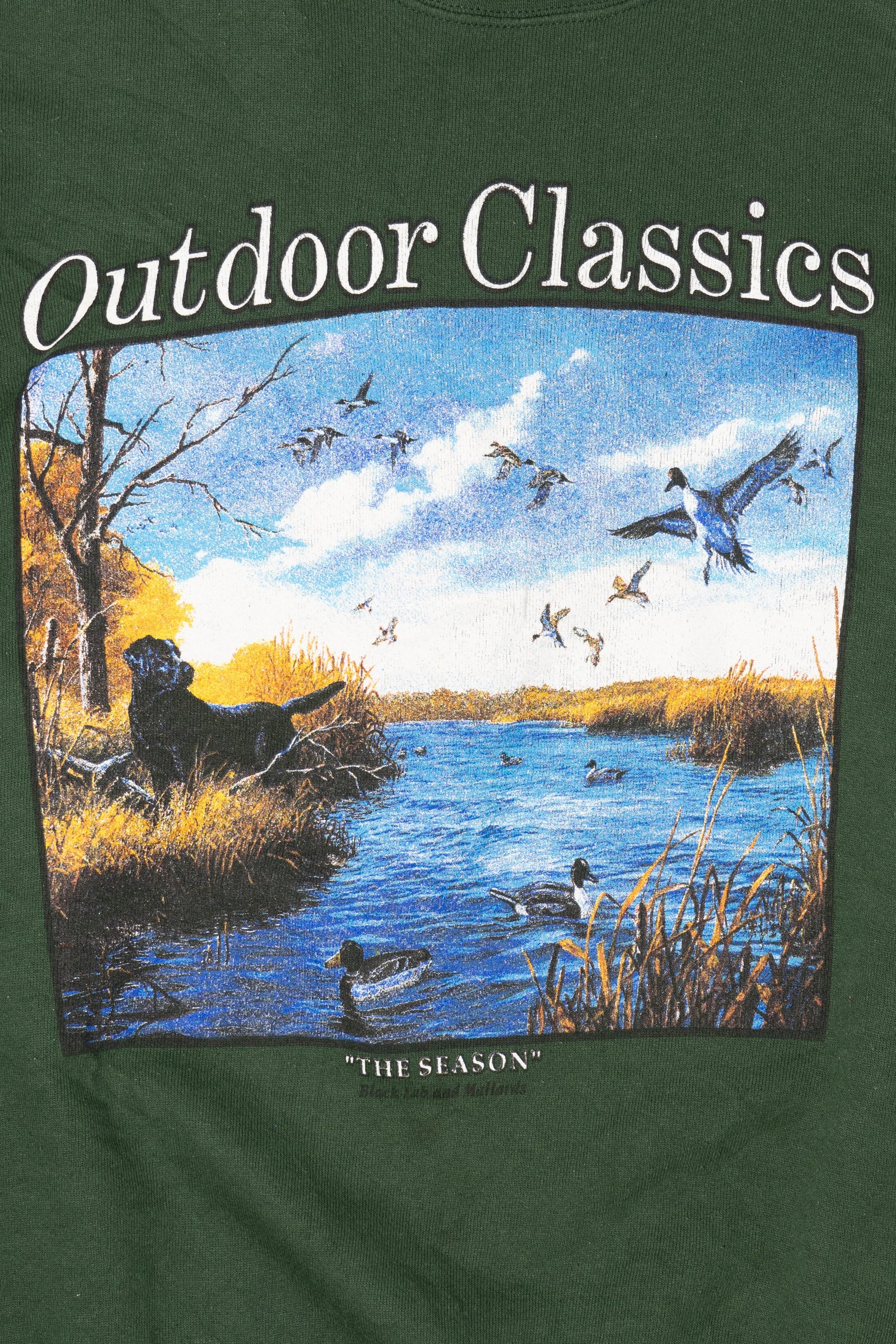 Vintage "Outdoor Classics" Black Lab And Mallards Illustration Sweatshirt (1990s)