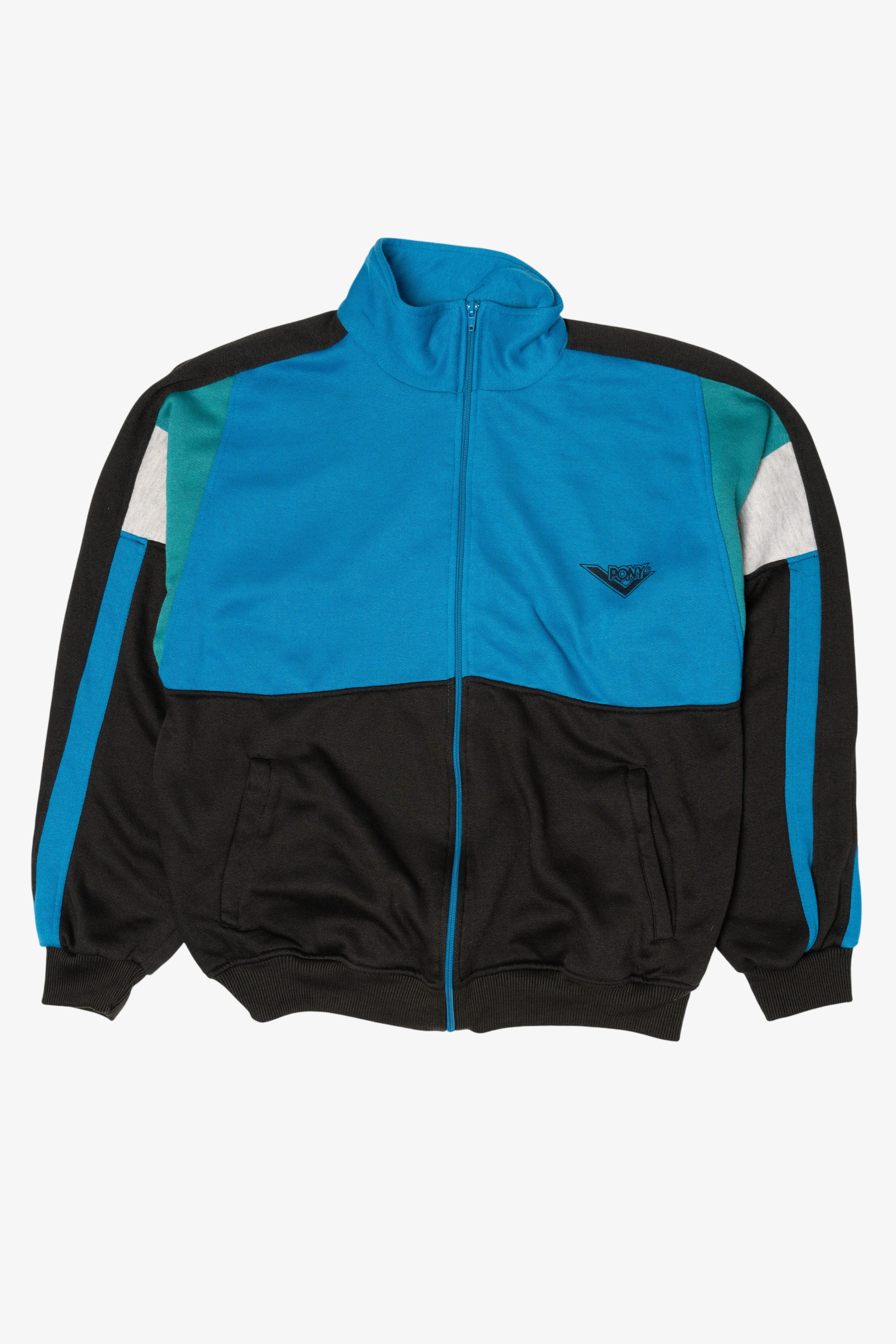 Vintage Full Zip Color Block Pony Sweatshirt (1990s)