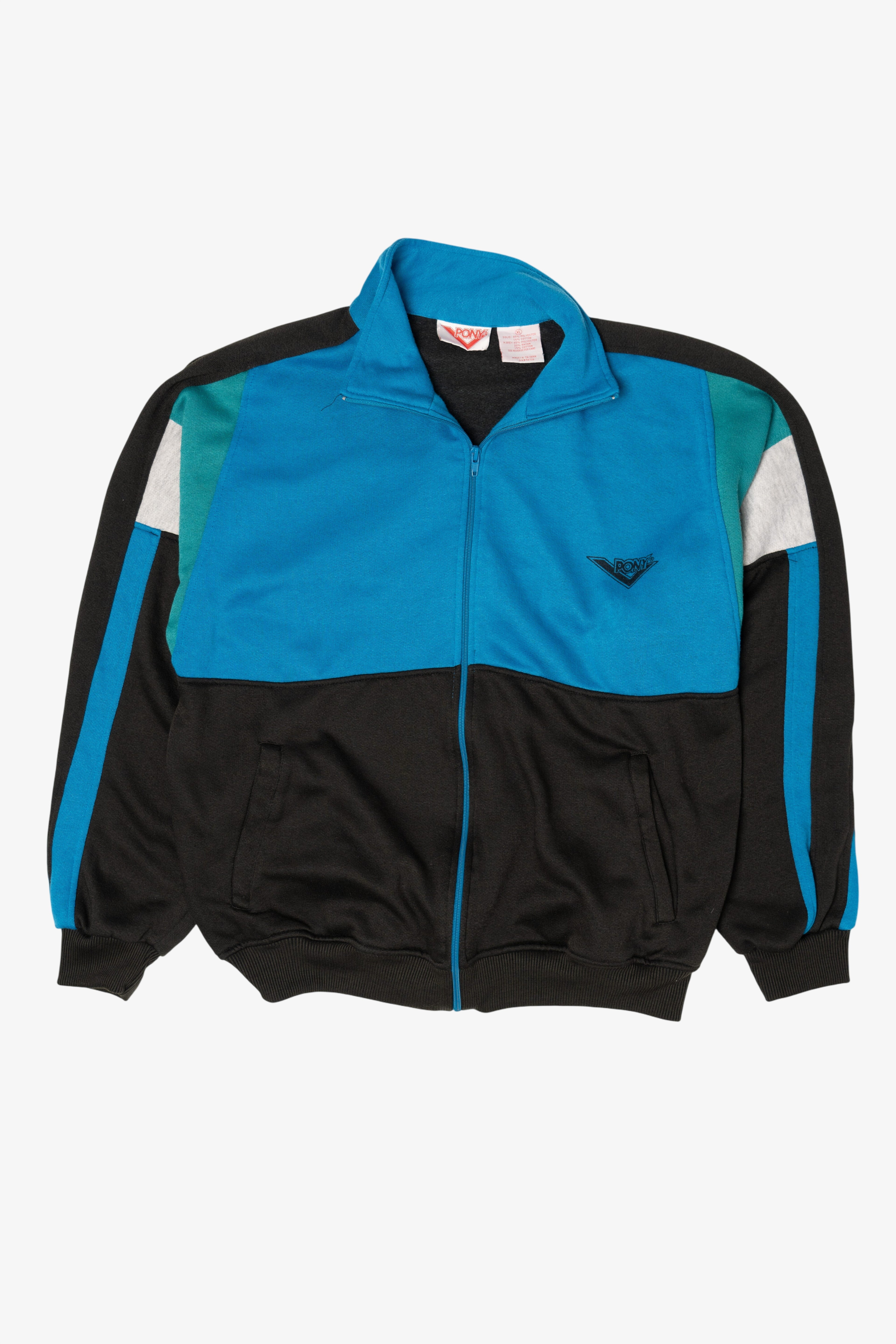 Vintage Full Zip Color Block Pony Sweatshirt (1990s)