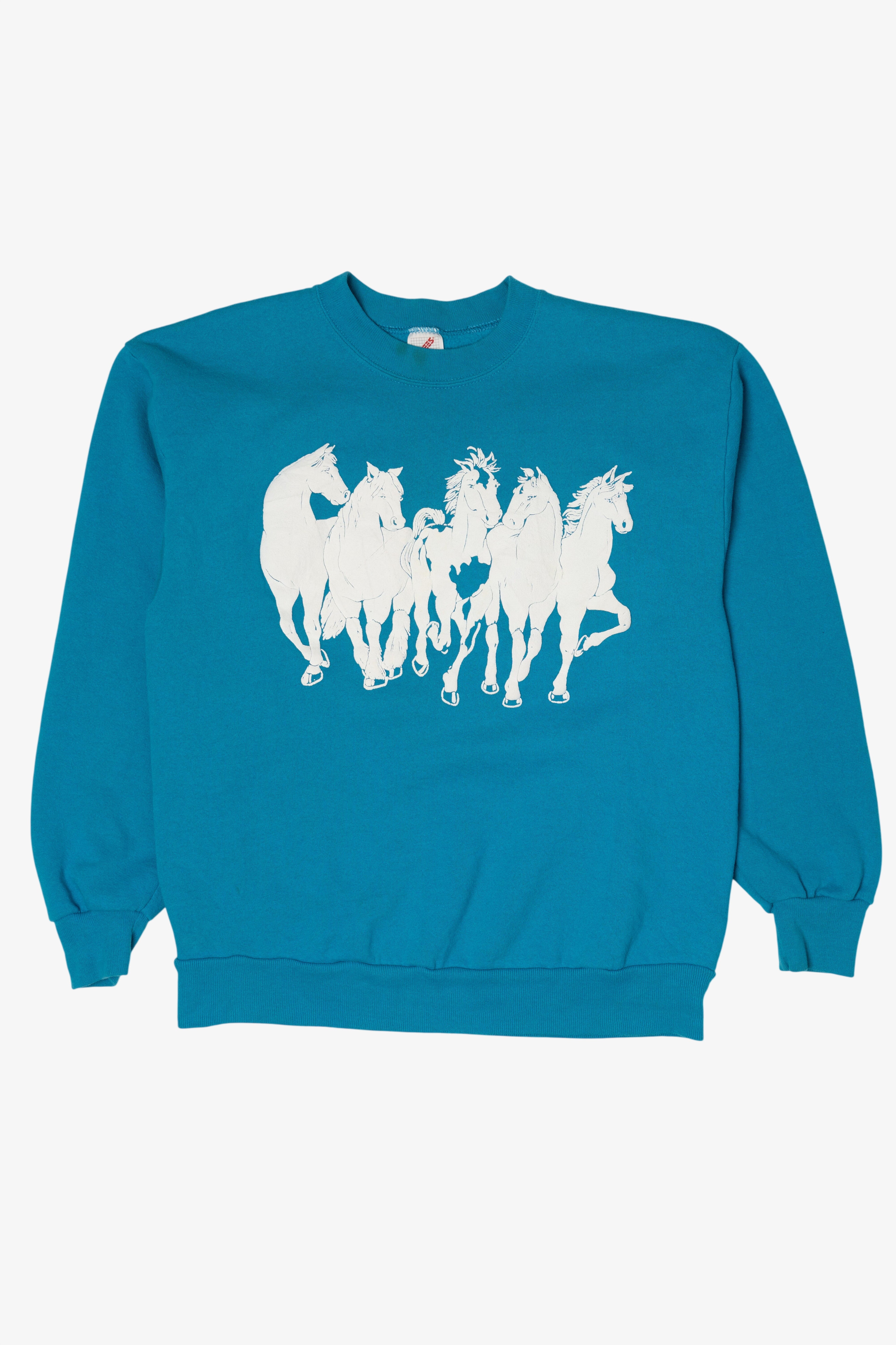 Vintage Embossed Horses Front/Back Sweatshirt (1990s)