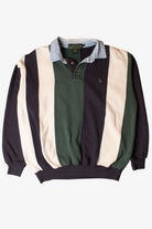 Vintage Striped Denim Collar Polo Sweatshirt (1990s)