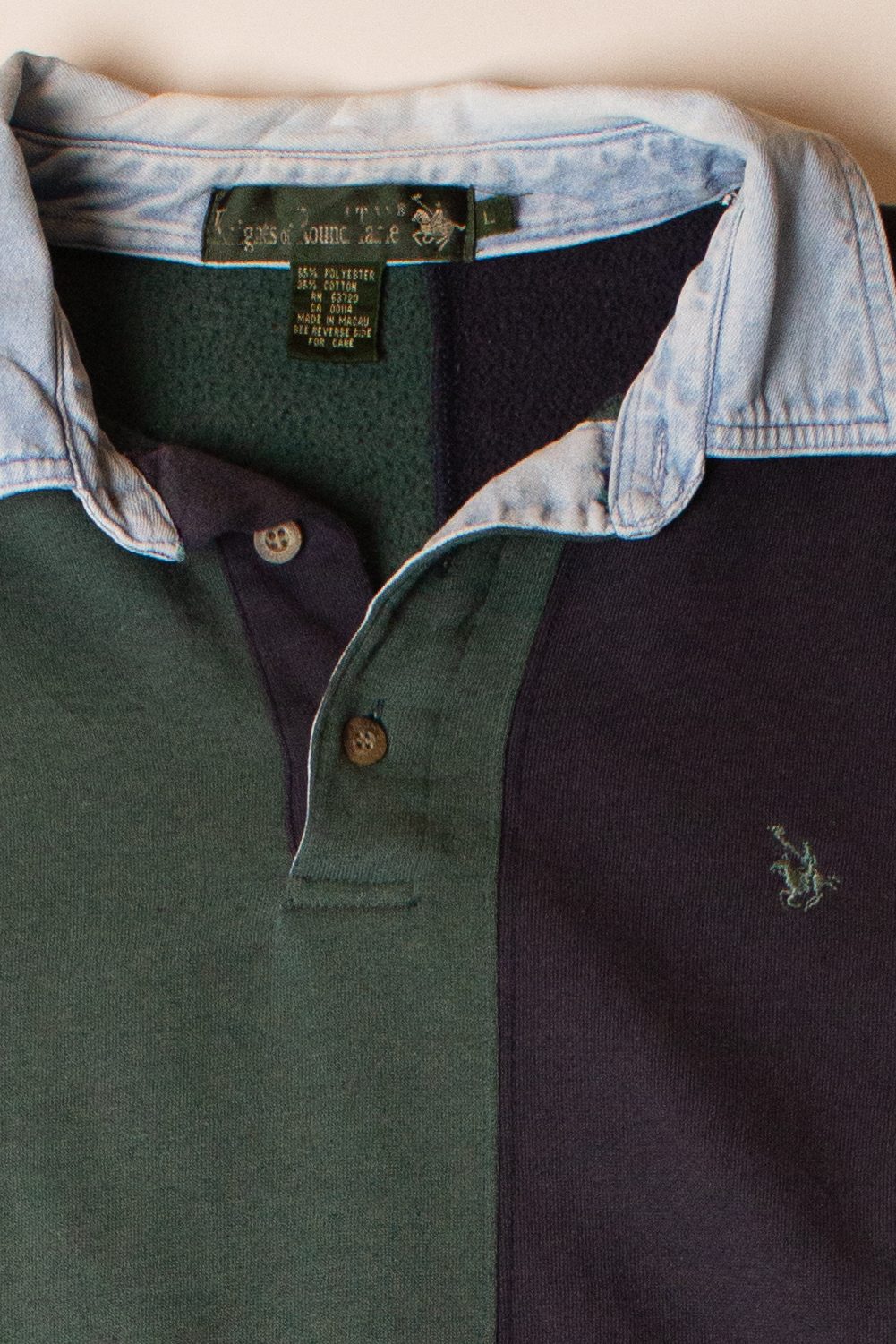 Vintage Striped Denim Collar Polo Sweatshirt (1990s)