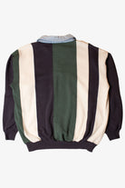 Vintage Striped Denim Collar Polo Sweatshirt (1990s)