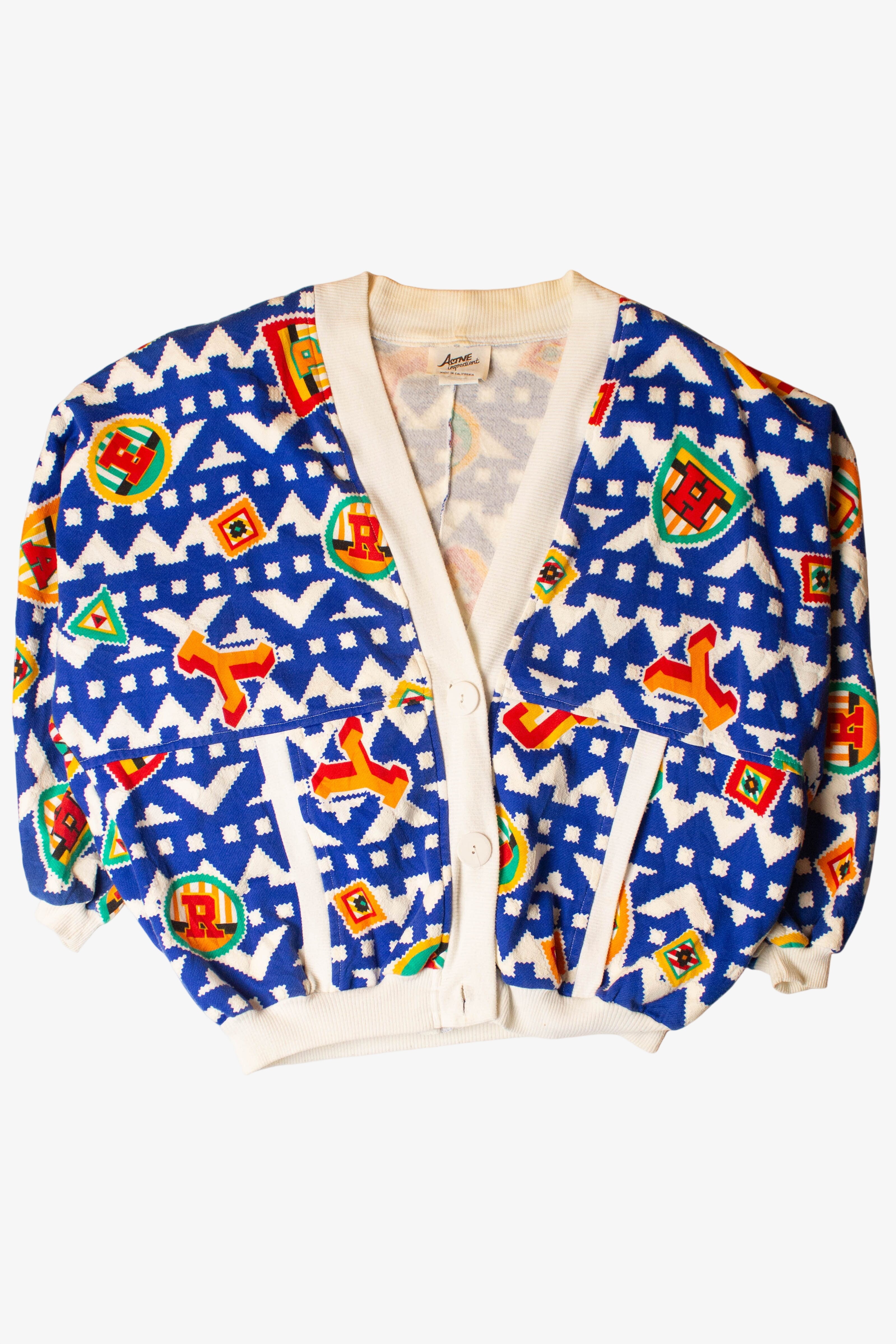 Vintage Athletic Stamps Cardigan Sweatshirt (1990s)