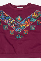 Vintage Burgundy Southwestern Geometric Sweatshirt (1990s)