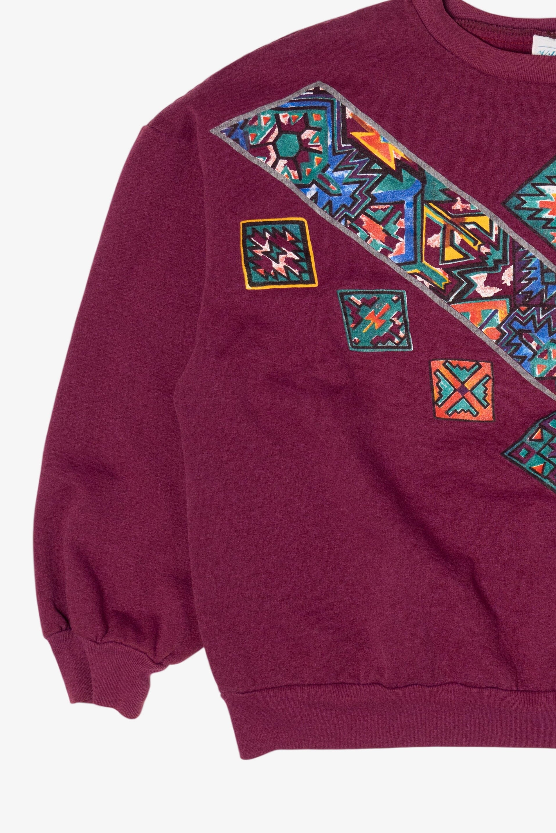 Vintage Burgundy Southwestern Geometric Sweatshirt (1990s)