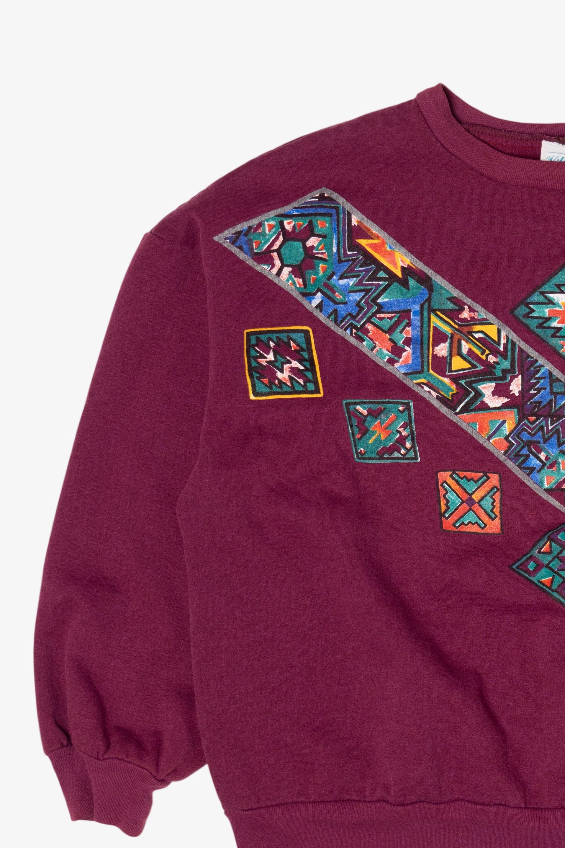 Vintage Burgundy Southwestern Geometric Sweatshirt (1990s)