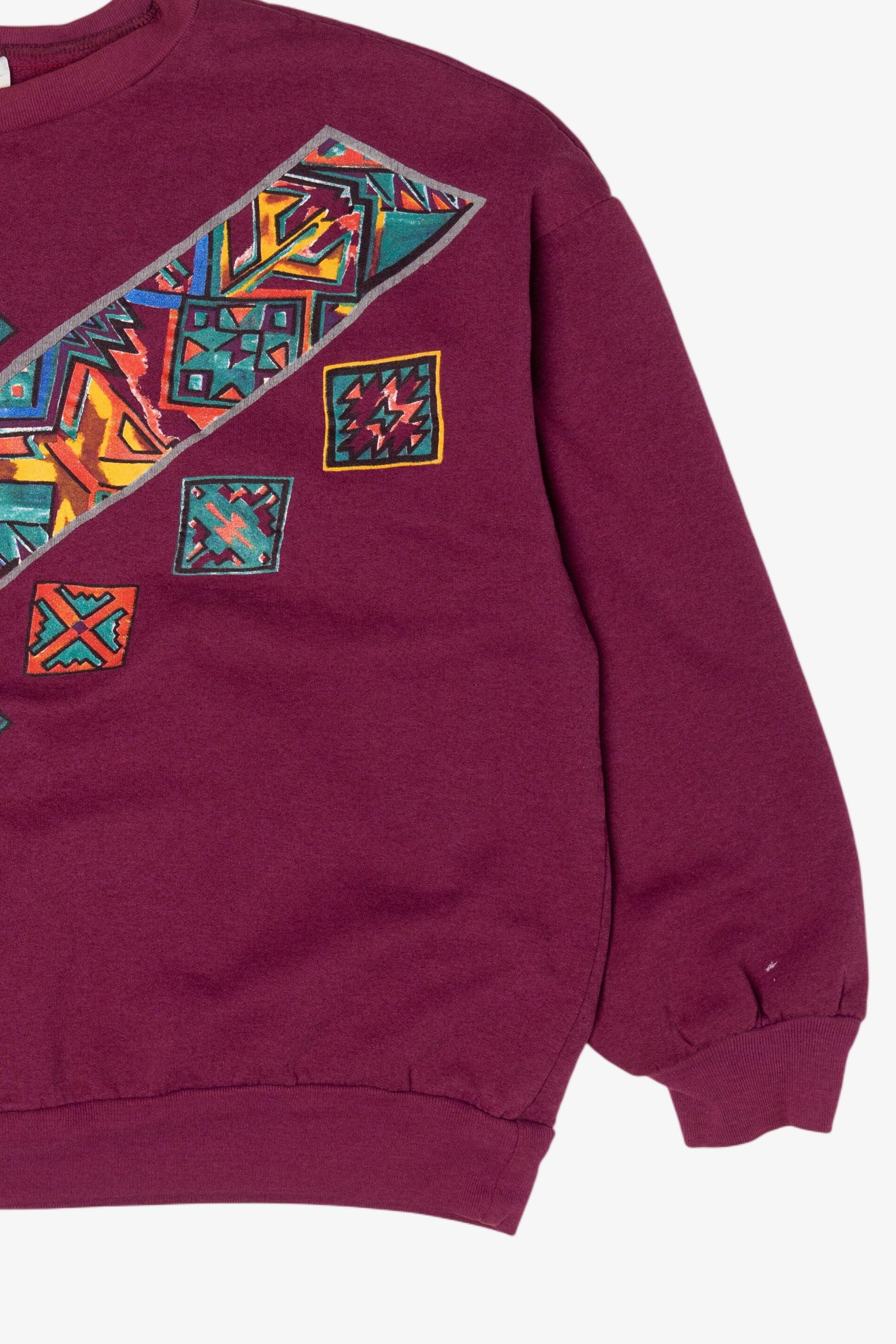 Vintage Burgundy Southwestern Geometric Sweatshirt (1990s)