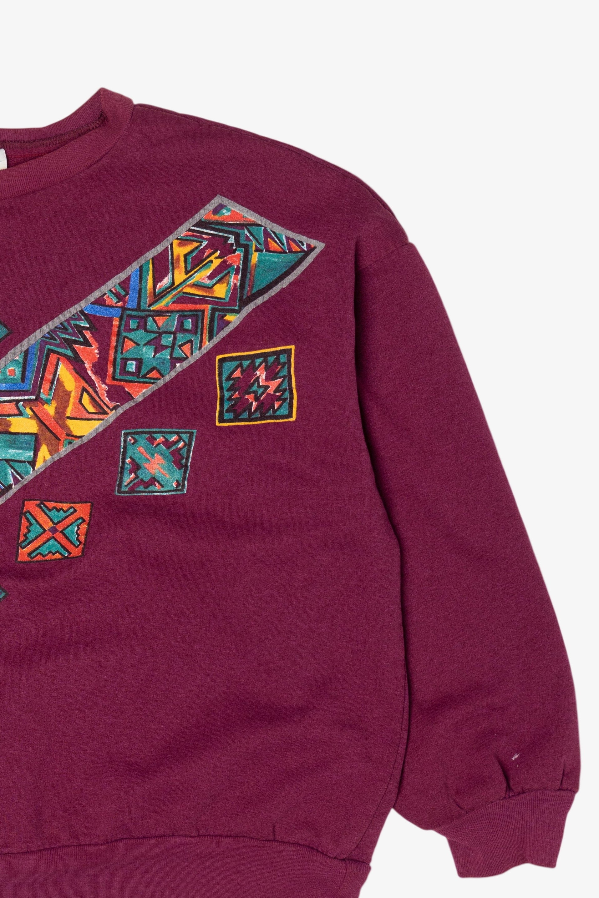 Vintage Burgundy Southwestern Geometric Sweatshirt (1990s)