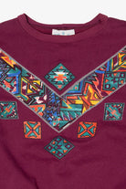Vintage Burgundy Southwestern Geometric Sweatshirt (1990s)