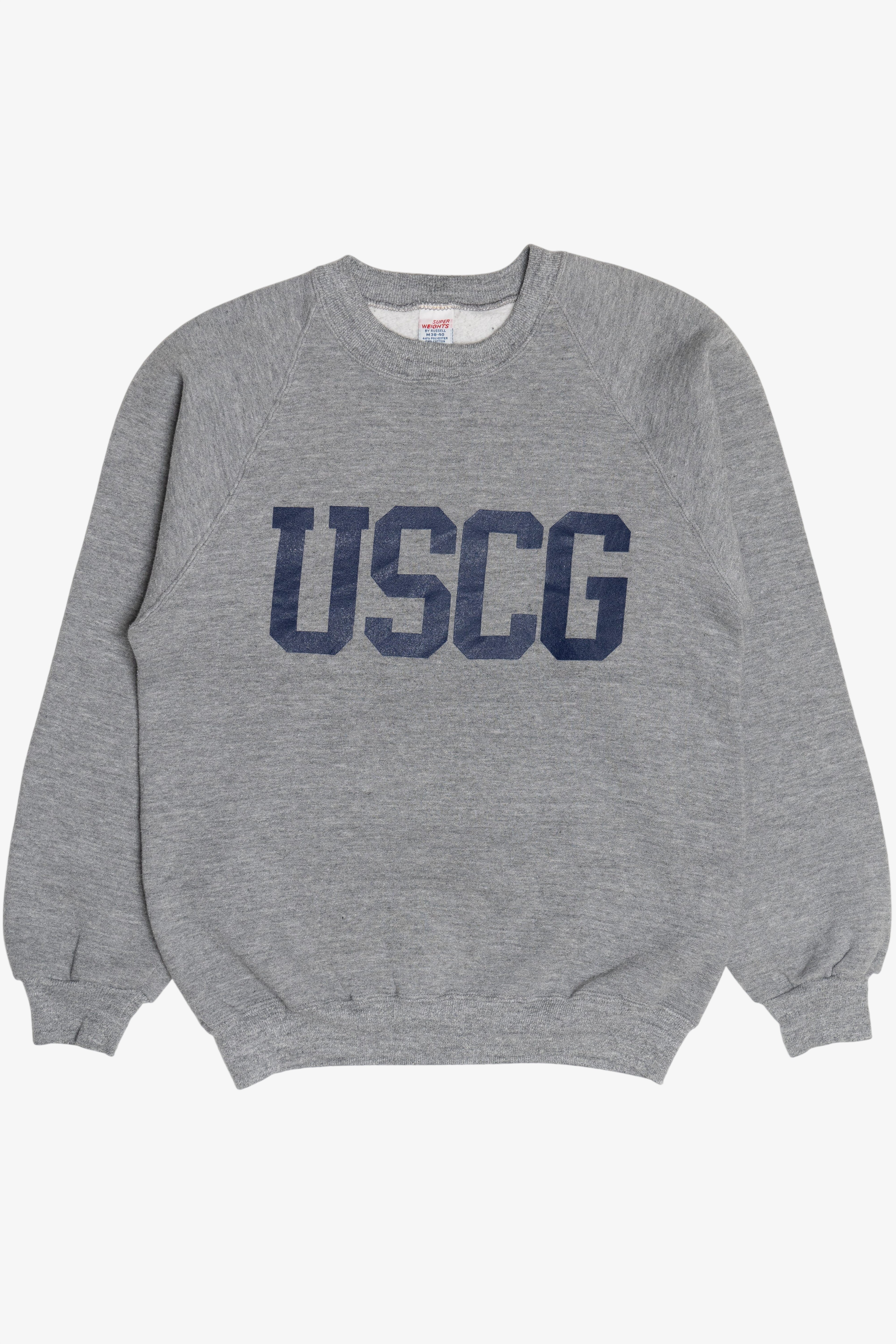 Vintage "USCG" US Coast Guard Super Weights Russell Raglan Sweatshirt (1980s)