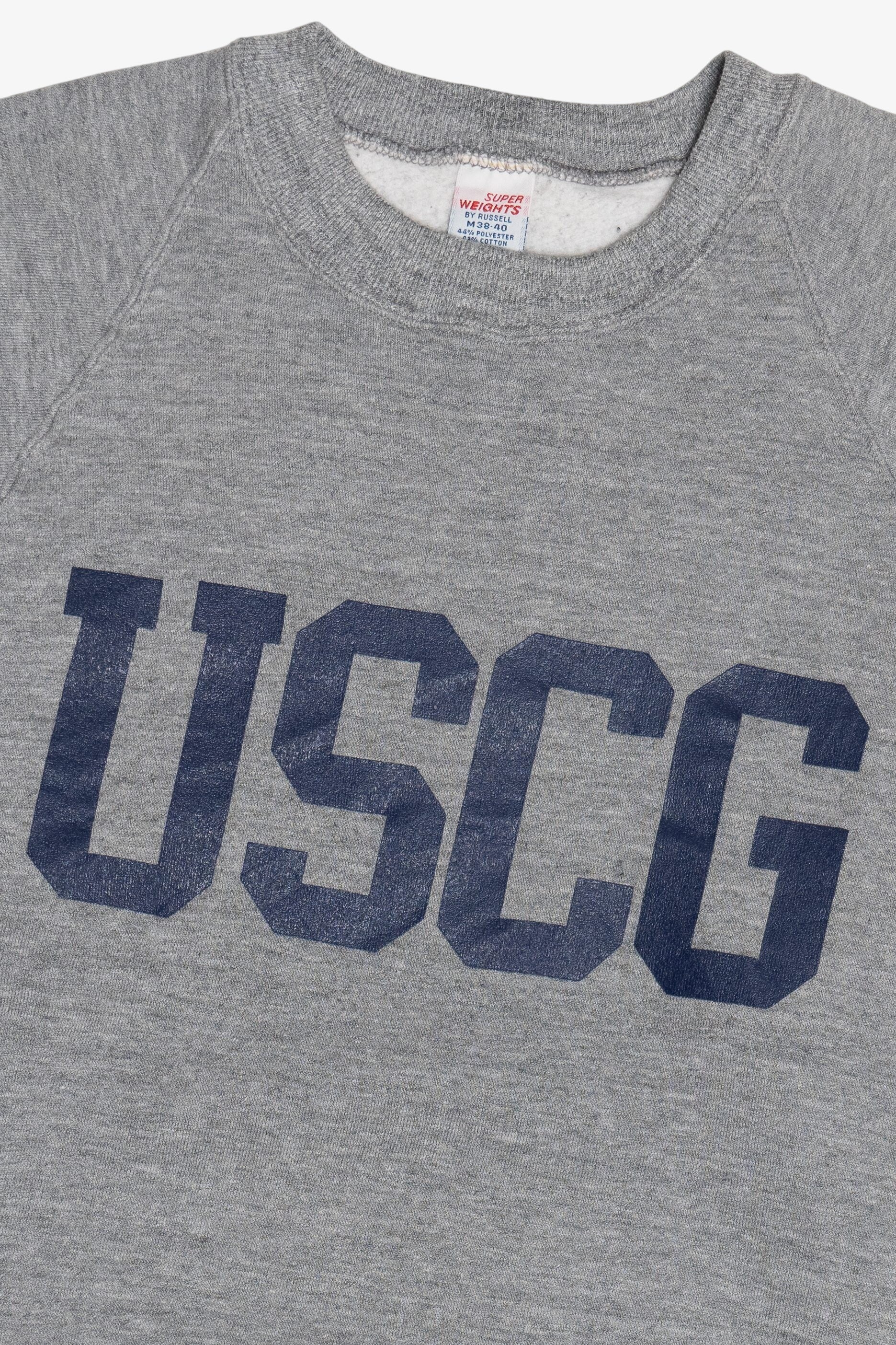 Vintage "USCG" US Coast Guard Super Weights Russell Raglan Sweatshirt (1980s)