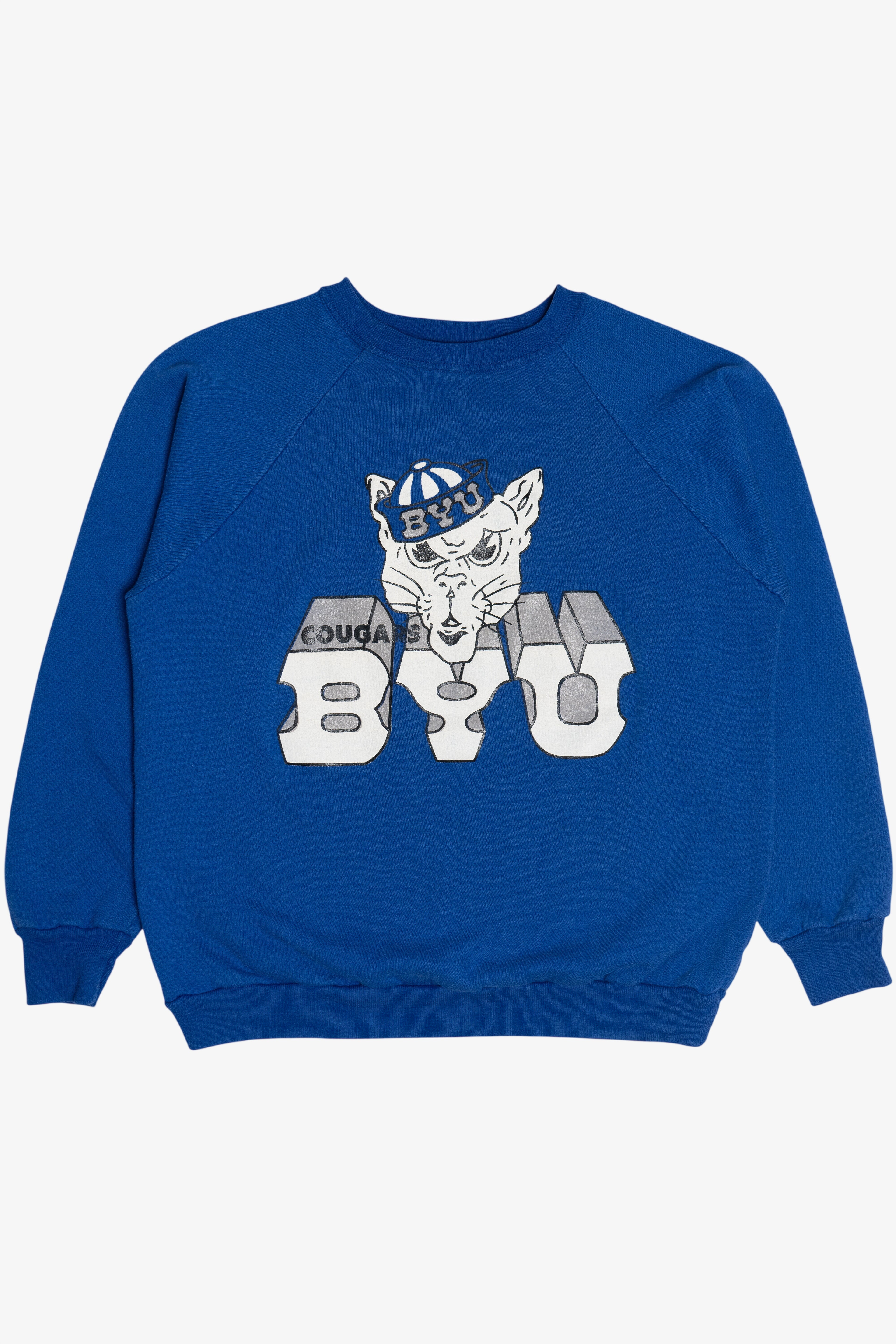 Vintage "BYU Cougars" Brigham Young University Mascot Sweatshirt (1980s)