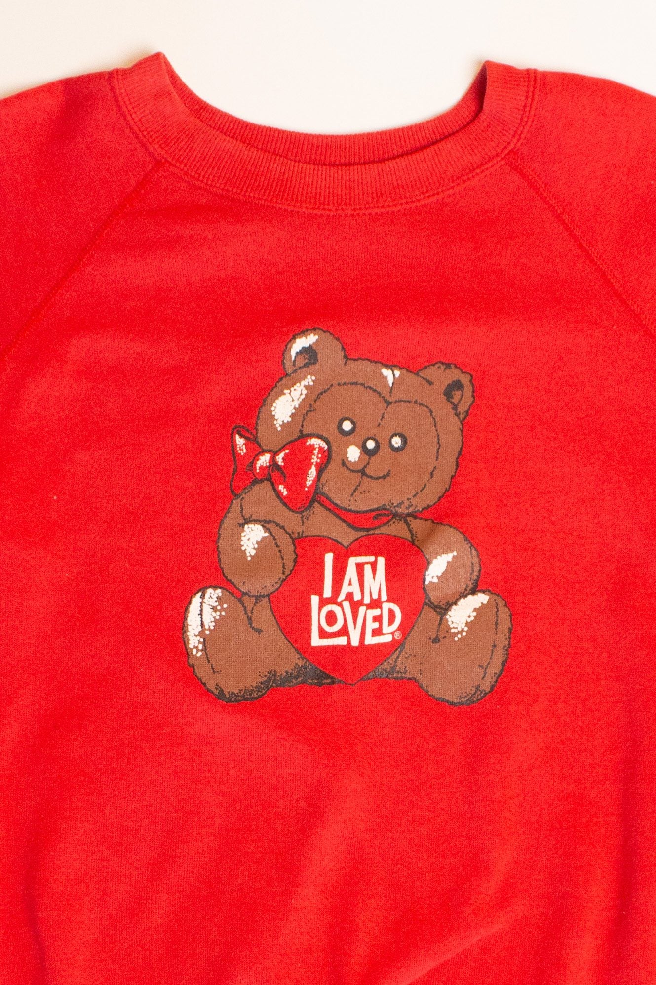 Vintage "I Am Loved" Teddy Bear Sweatshirt (1980s)