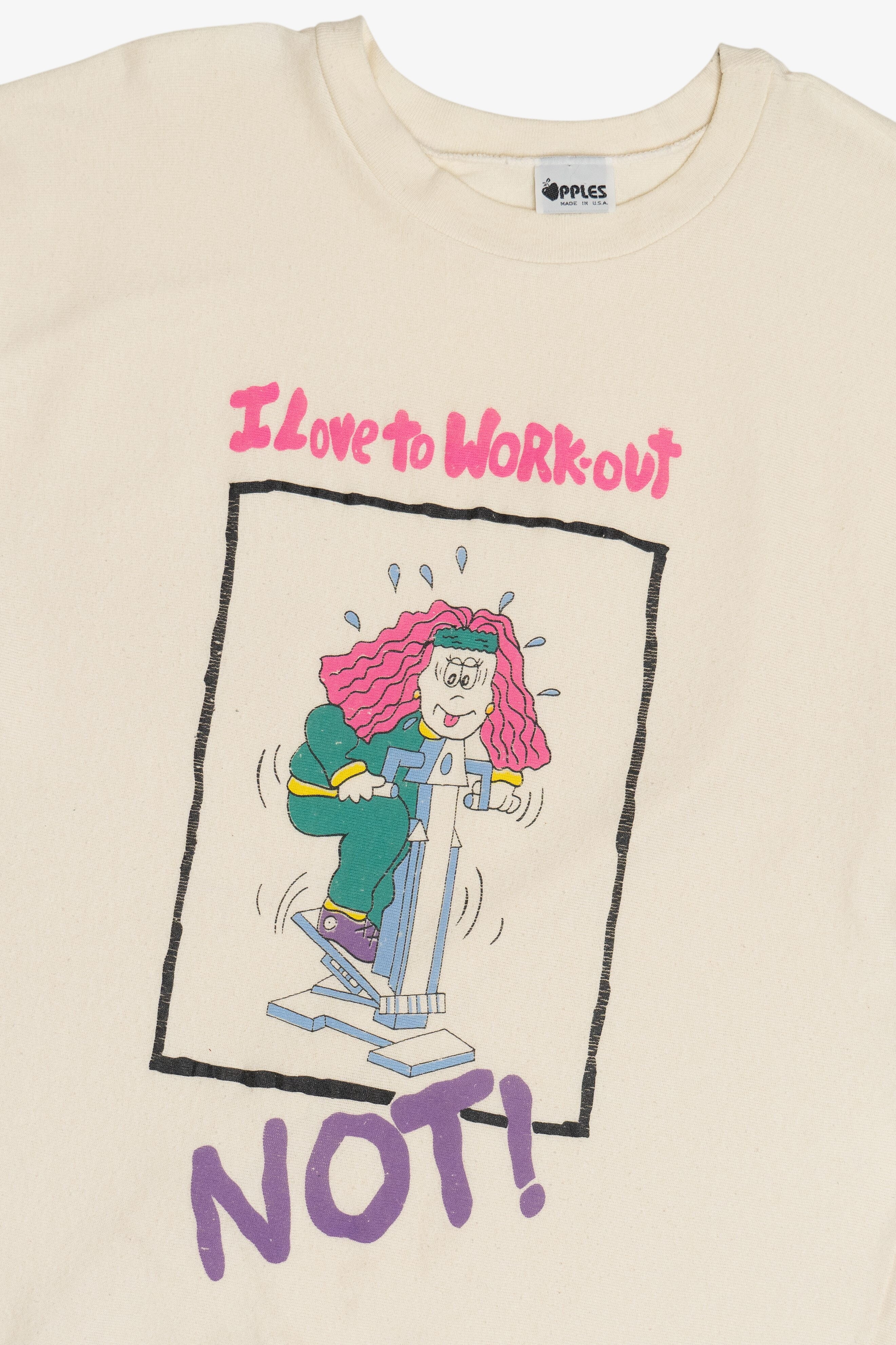 Vintage "I Love To Workout NOT!" Dolman Short Sleeve Batwing Sweatshirt (1980s)