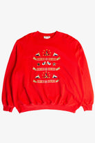 Vintage Red Embroidered Nautical Symbols Sweatshirt (1990s)