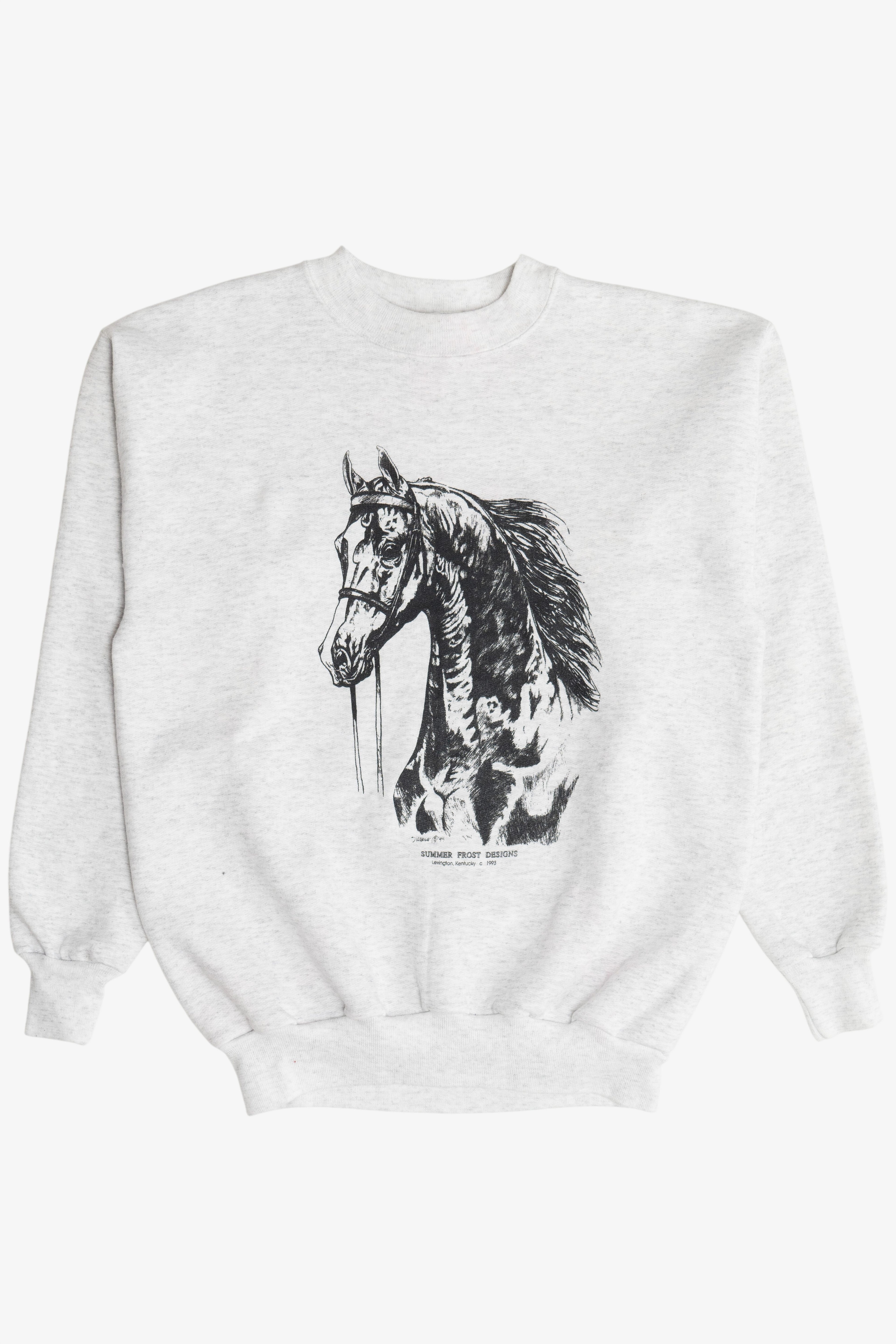 Vintage Horse Illustration Summer Frost Designs Sweatshirt (1990s)