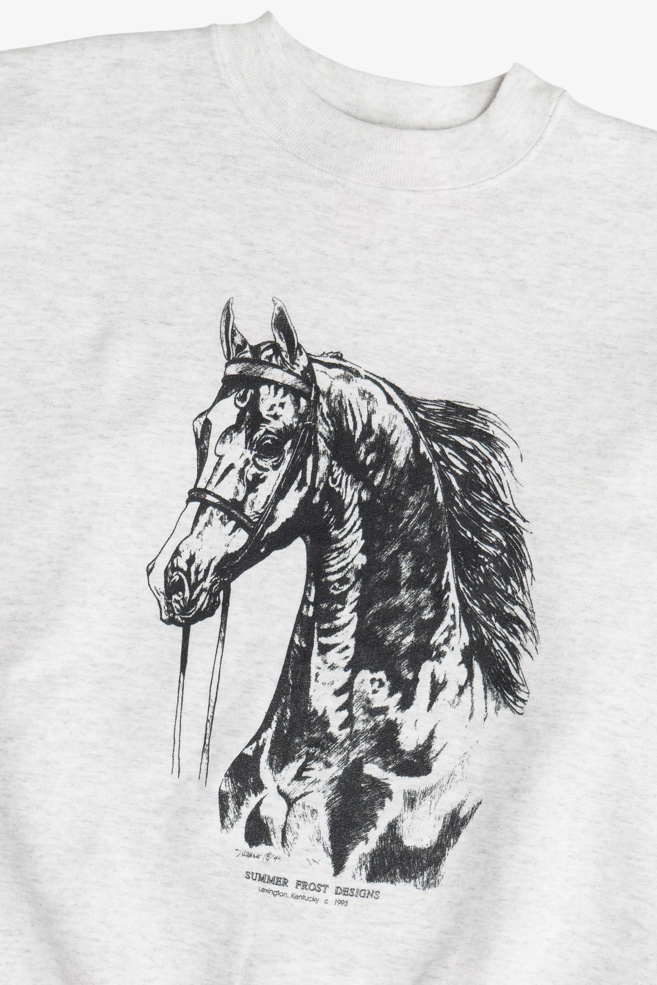 Vintage Horse Illustration Summer Frost Designs Sweatshirt (1990s)