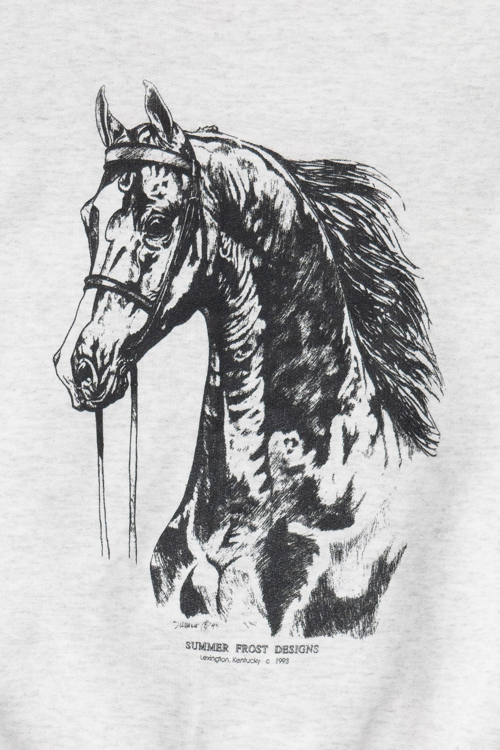 Vintage Horse Illustration Summer Frost Designs Sweatshirt (1990s)