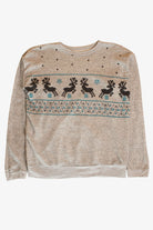 Vintage Reindeer Pattern Sweatshirt (1980s)