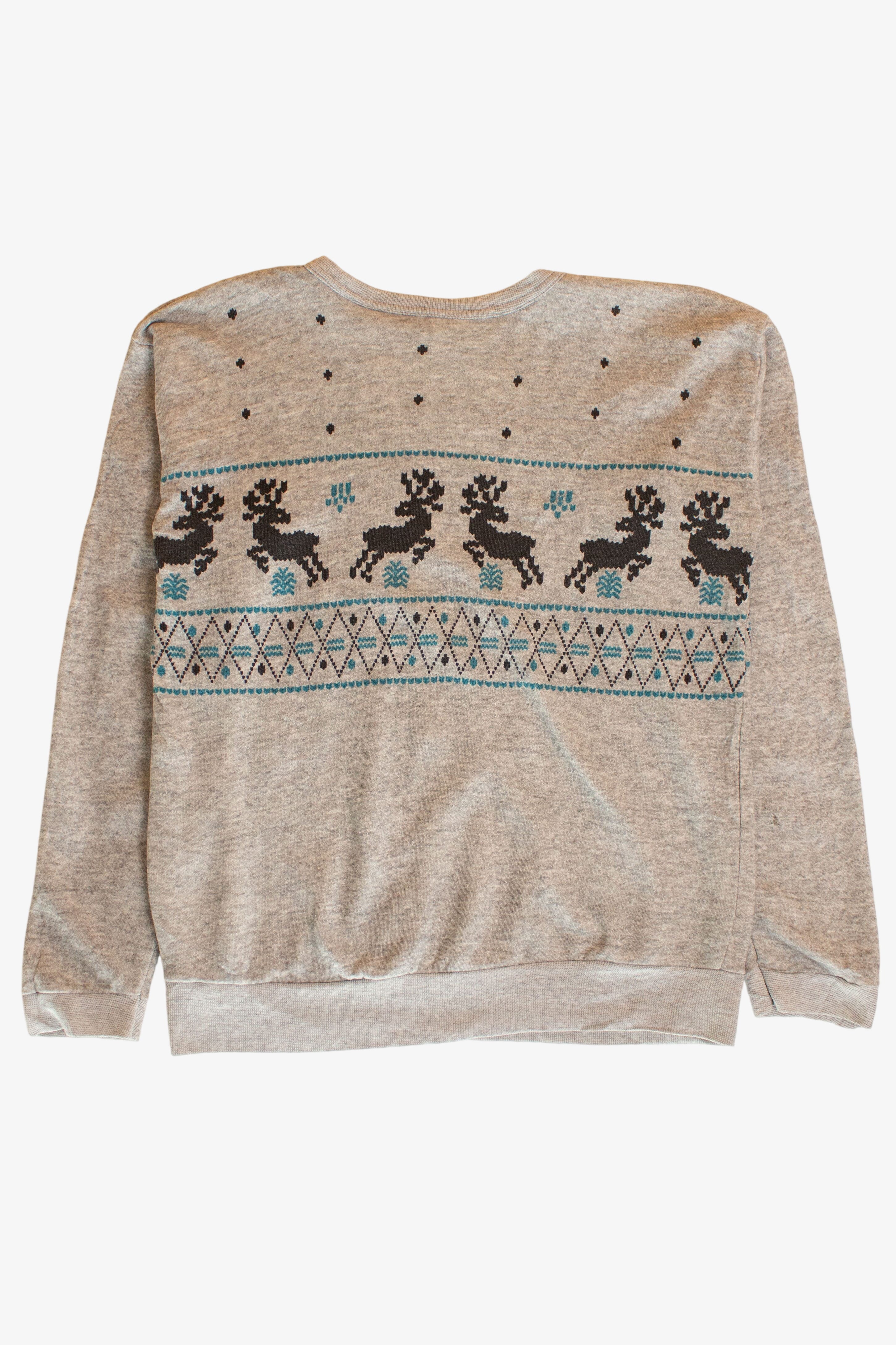 Vintage Reindeer Pattern Sweatshirt (1980s)