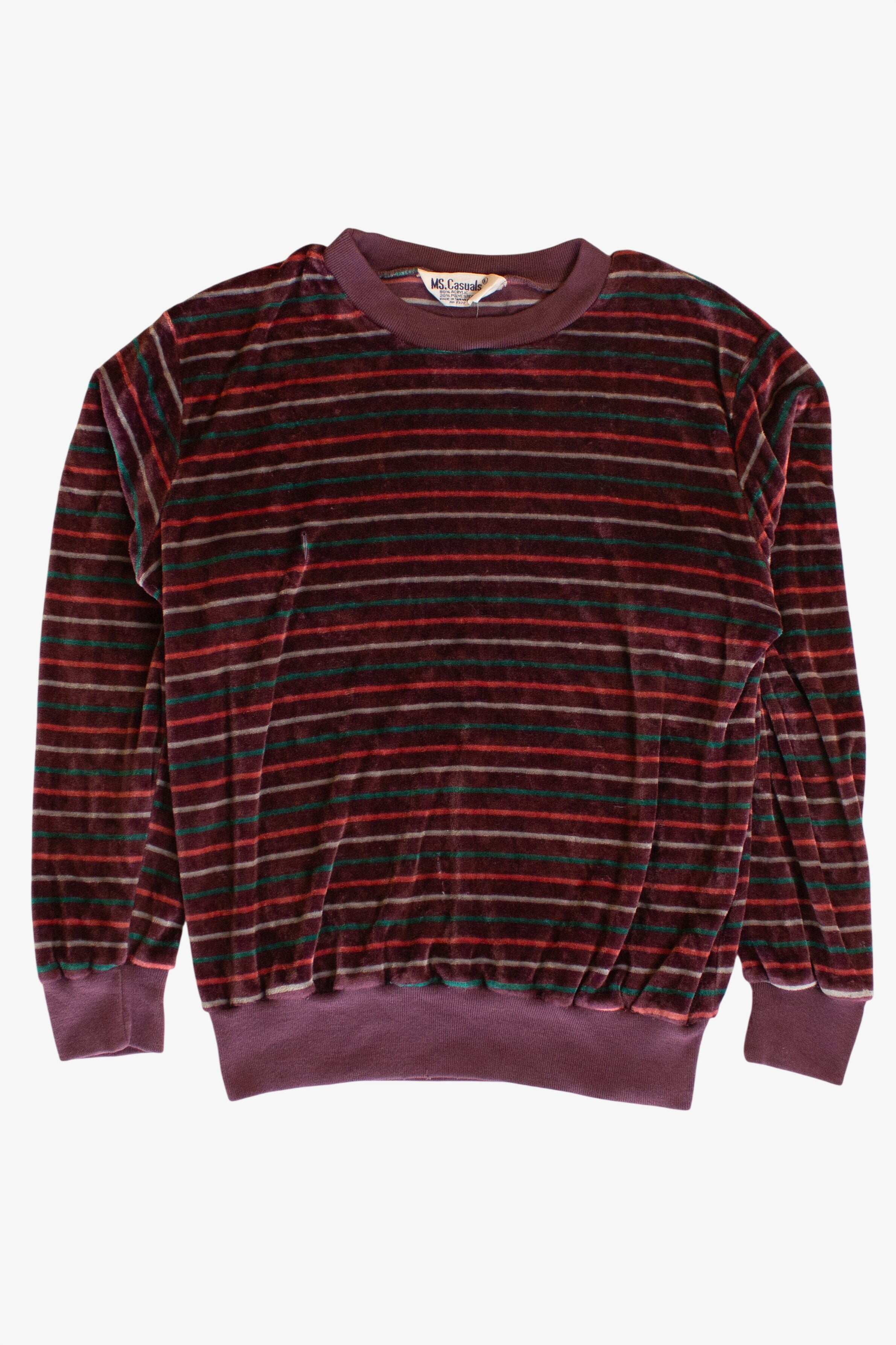 Vintage Purple Striped Velvet Sweatshirt (1980s)