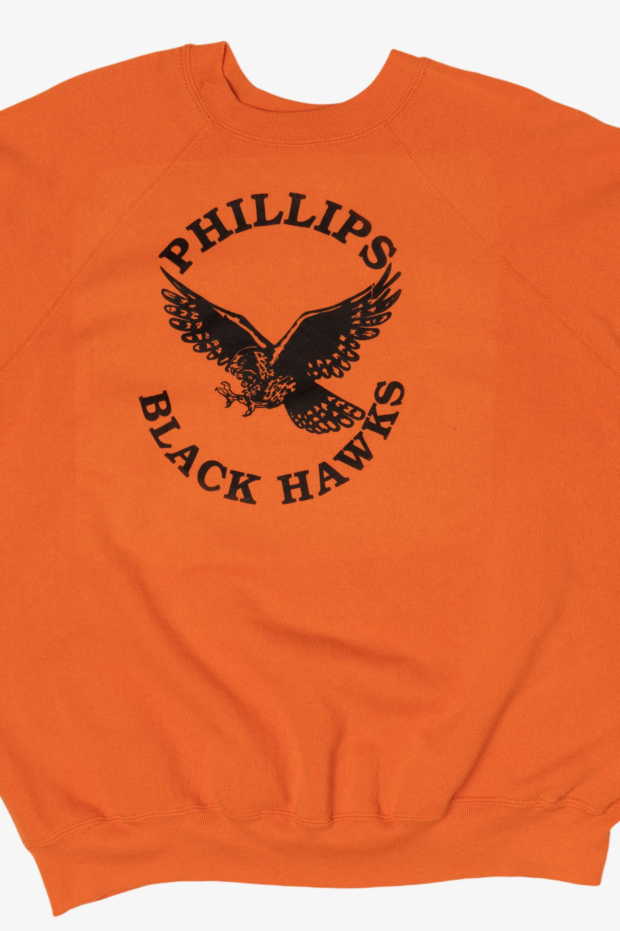 Vintage Orange Phillips Black Hawks Raglan Sweatshirt (1990s)