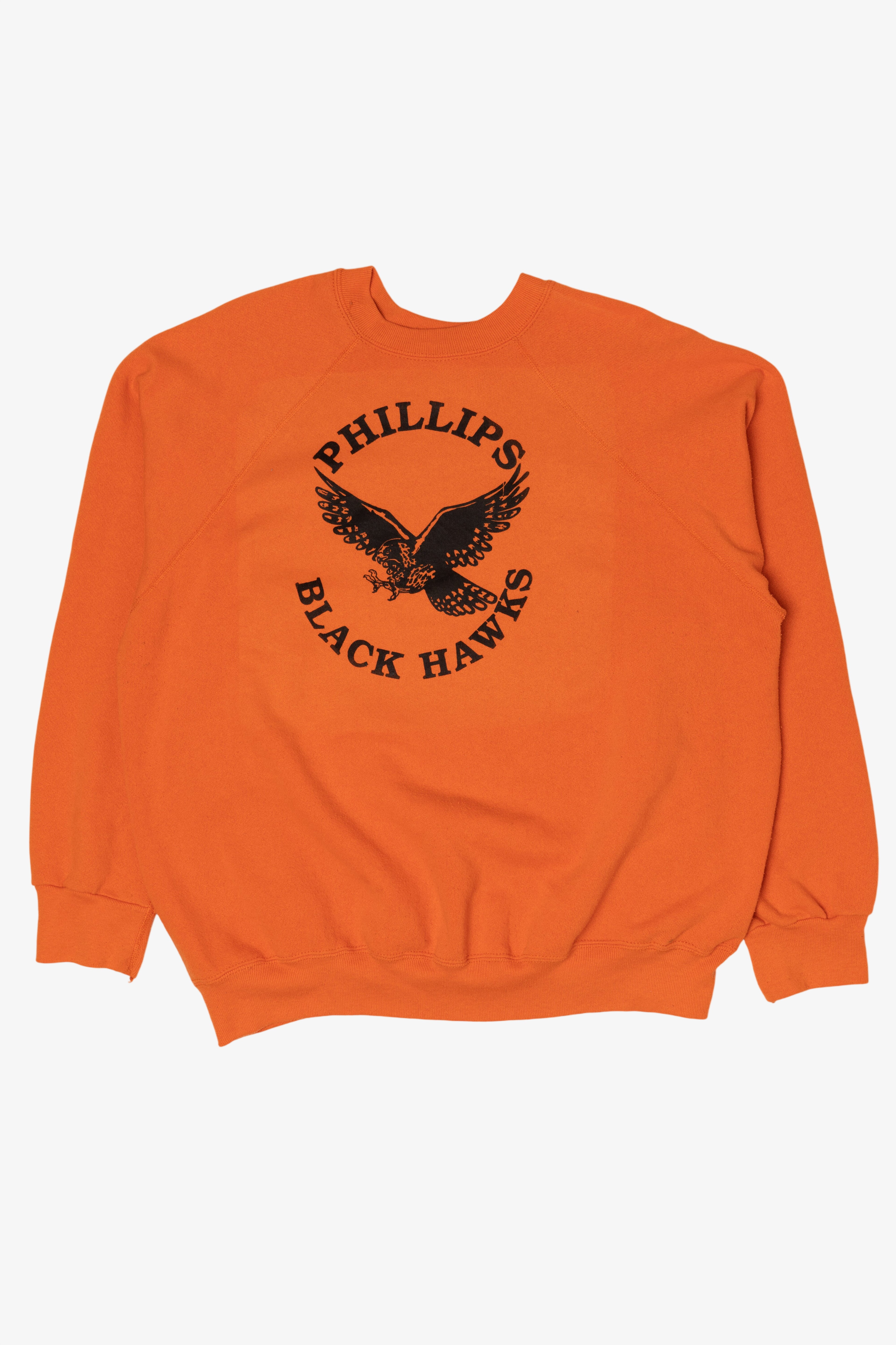 Vintage Orange Phillips Black Hawks Raglan Sweatshirt (1990s)