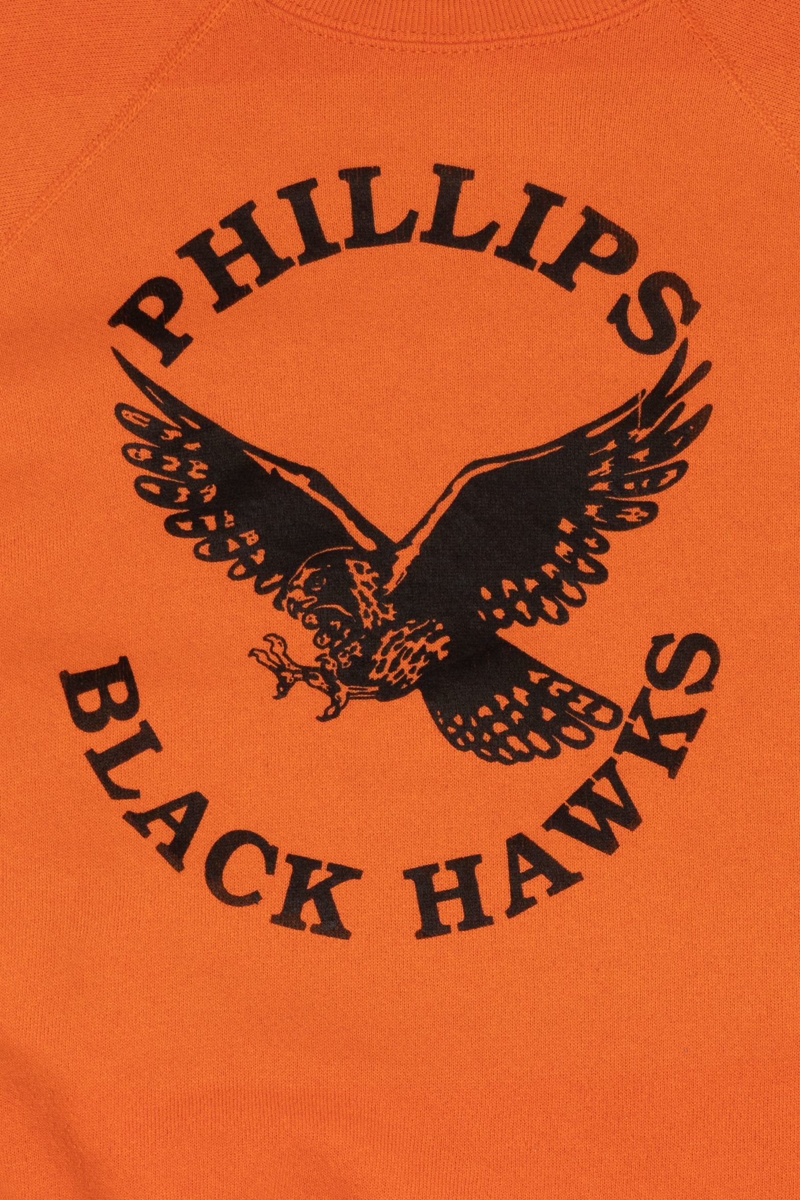 Vintage Orange Phillips Black Hawks Raglan Sweatshirt (1990s)