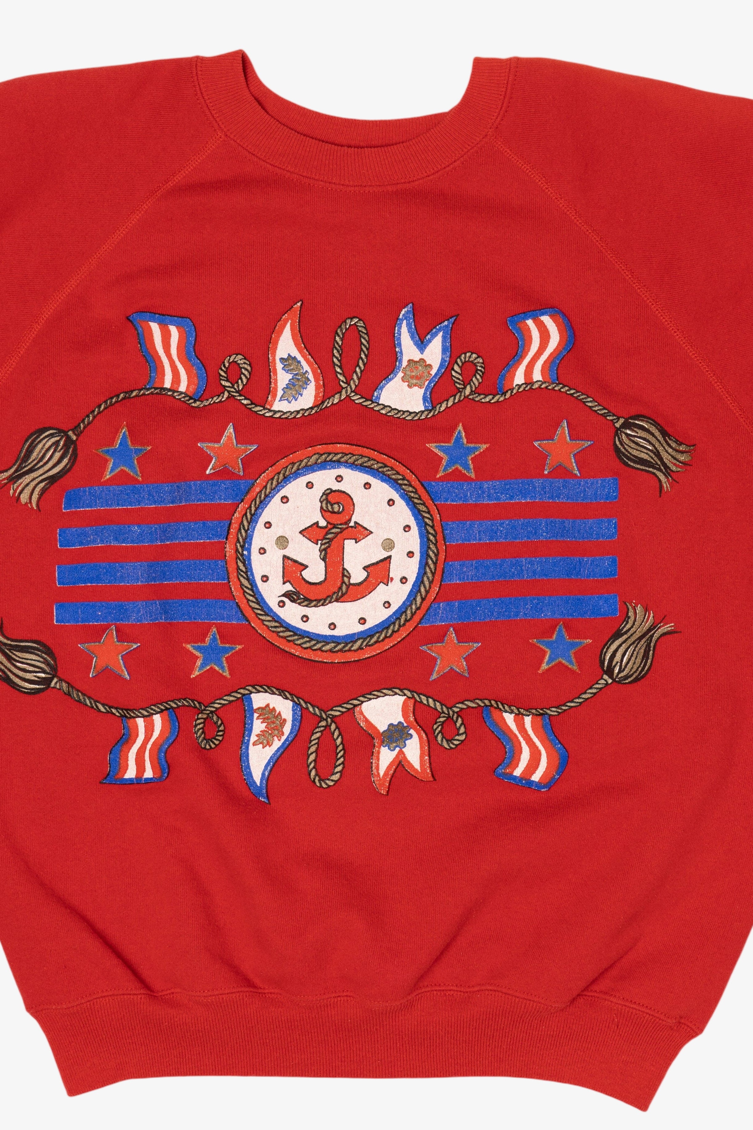 Vintage Red Nautical Sailor Raglan Sweatshirt (1990s)