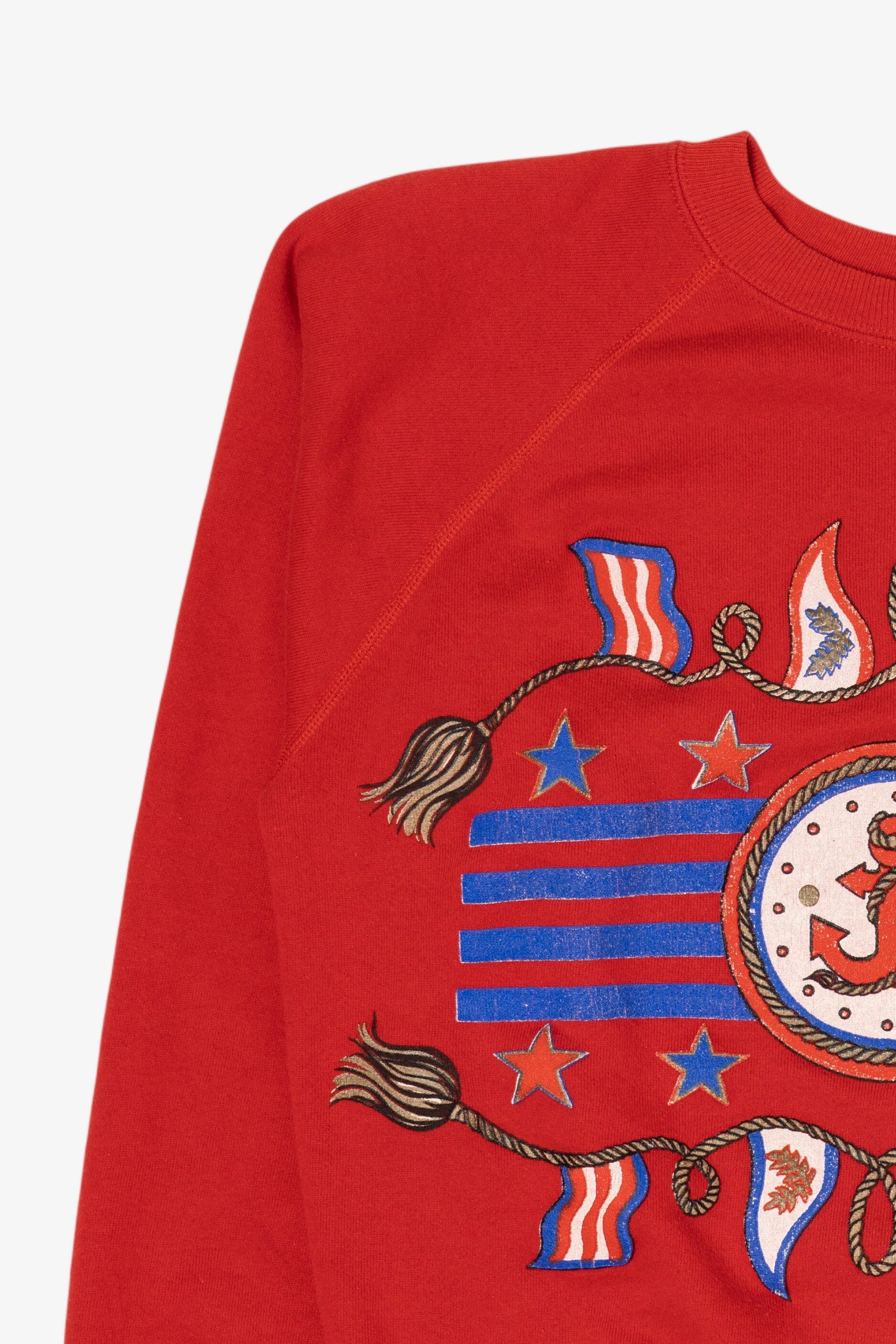 Vintage Red Nautical Sailor Raglan Sweatshirt (1990s)